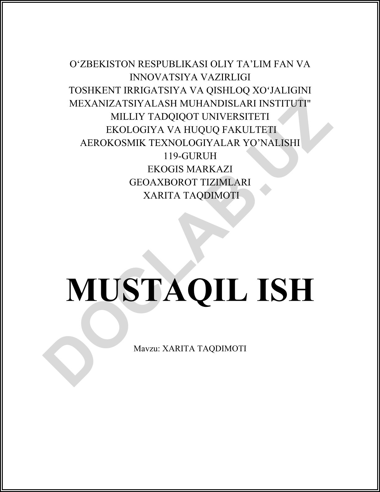 Xarita tuzish asoslari va turlari