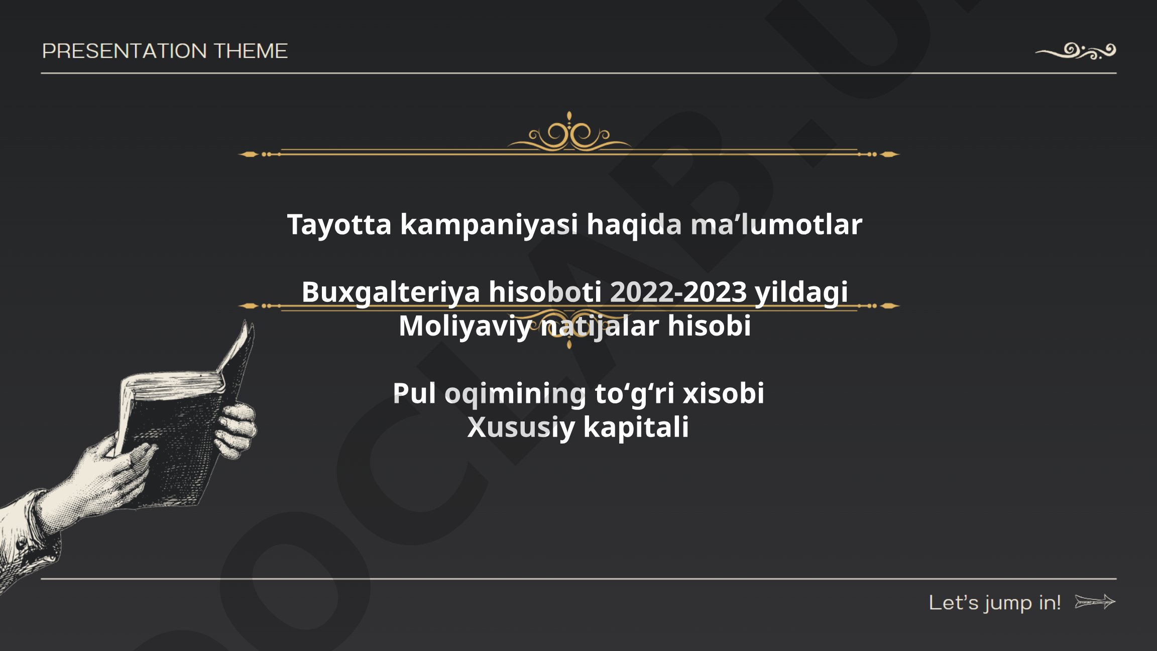 Toyota kompaniyasining 2022-2023 yillardagi moliyaviy hisobotlari