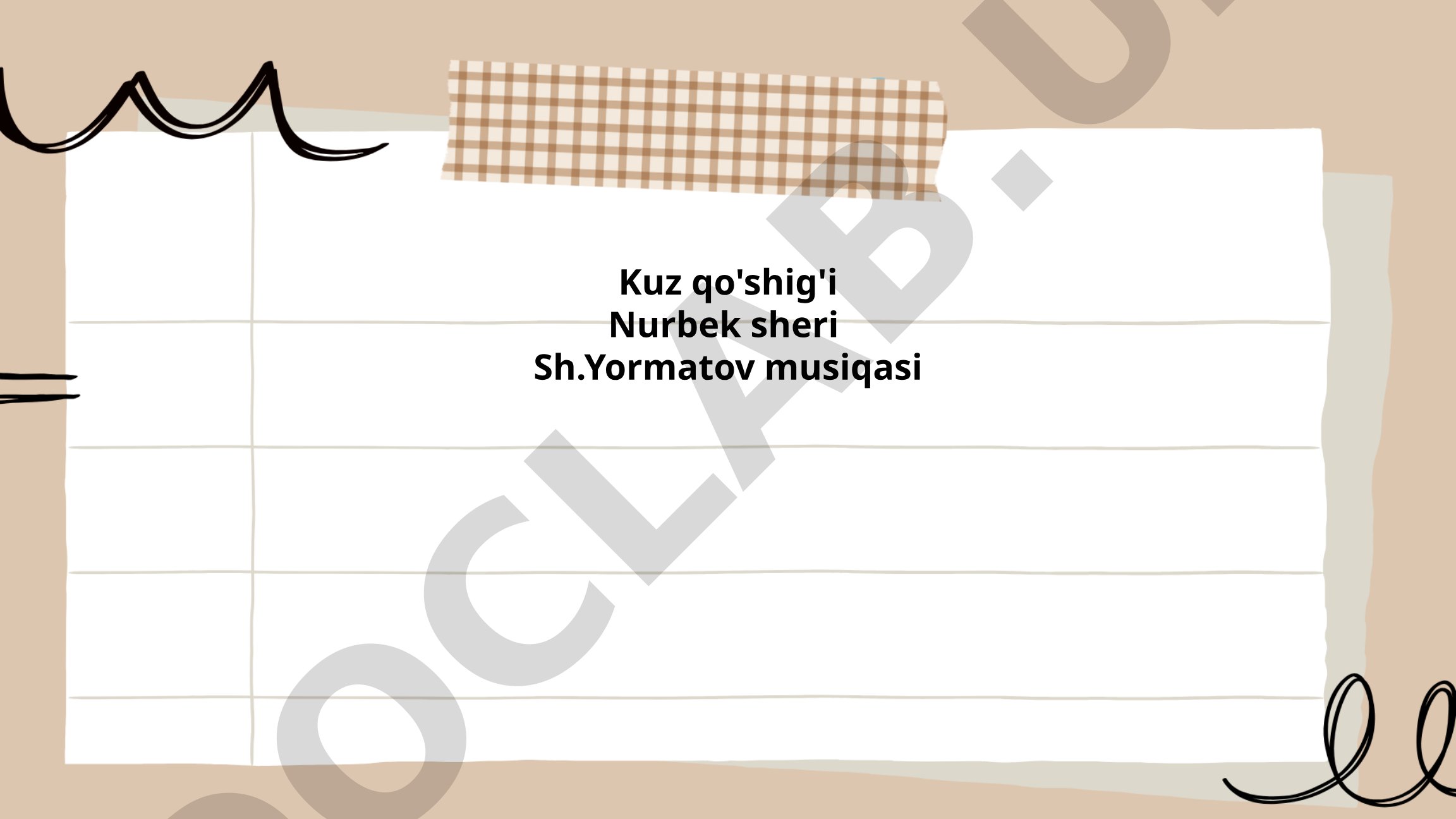 Kuz qo'shig'i Nurbek sheri Sh.Yormatov musiqasi