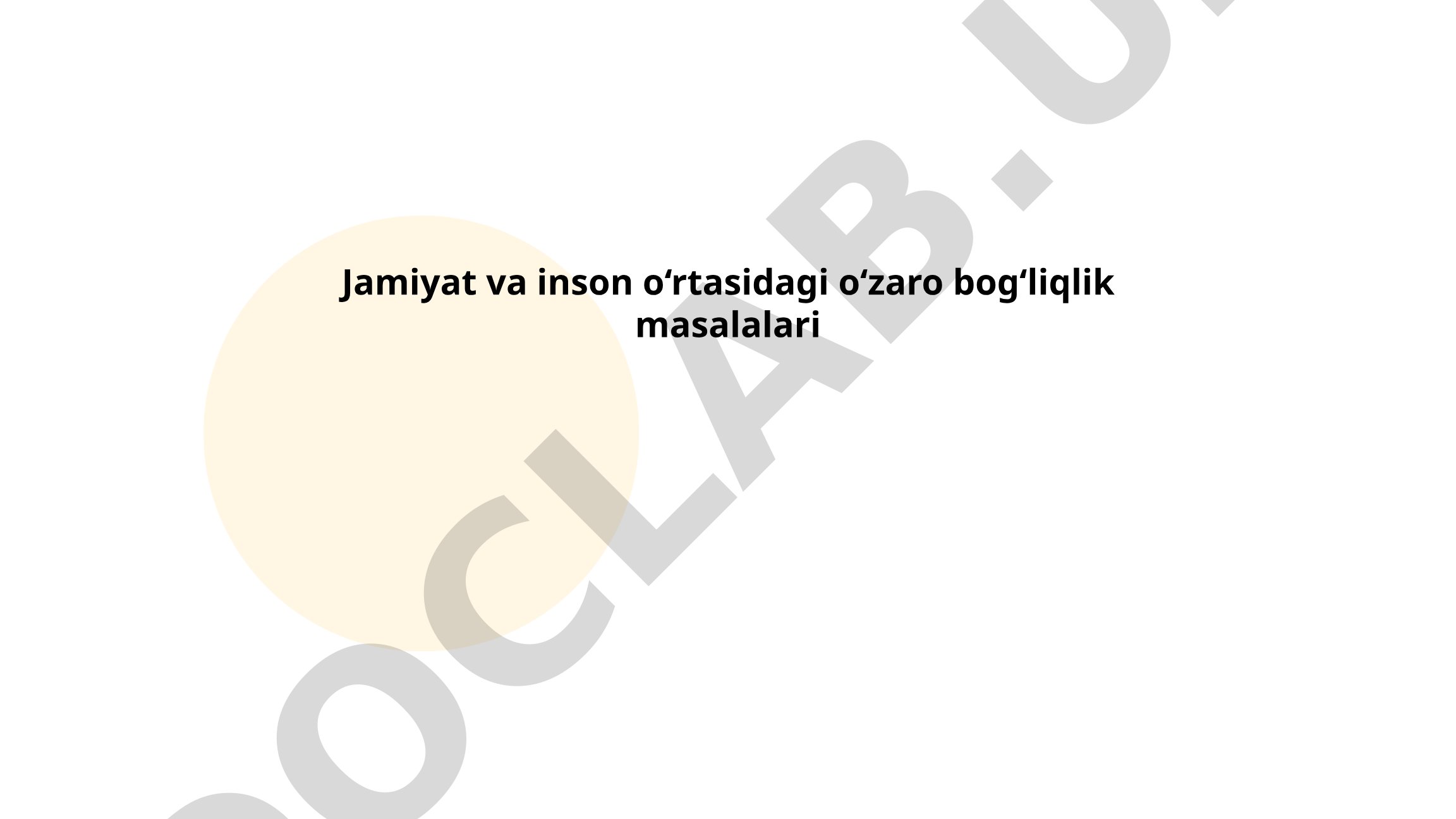 Jamiyat va inson o‘rtasidagi o‘zaro bog‘liqlik masalalari