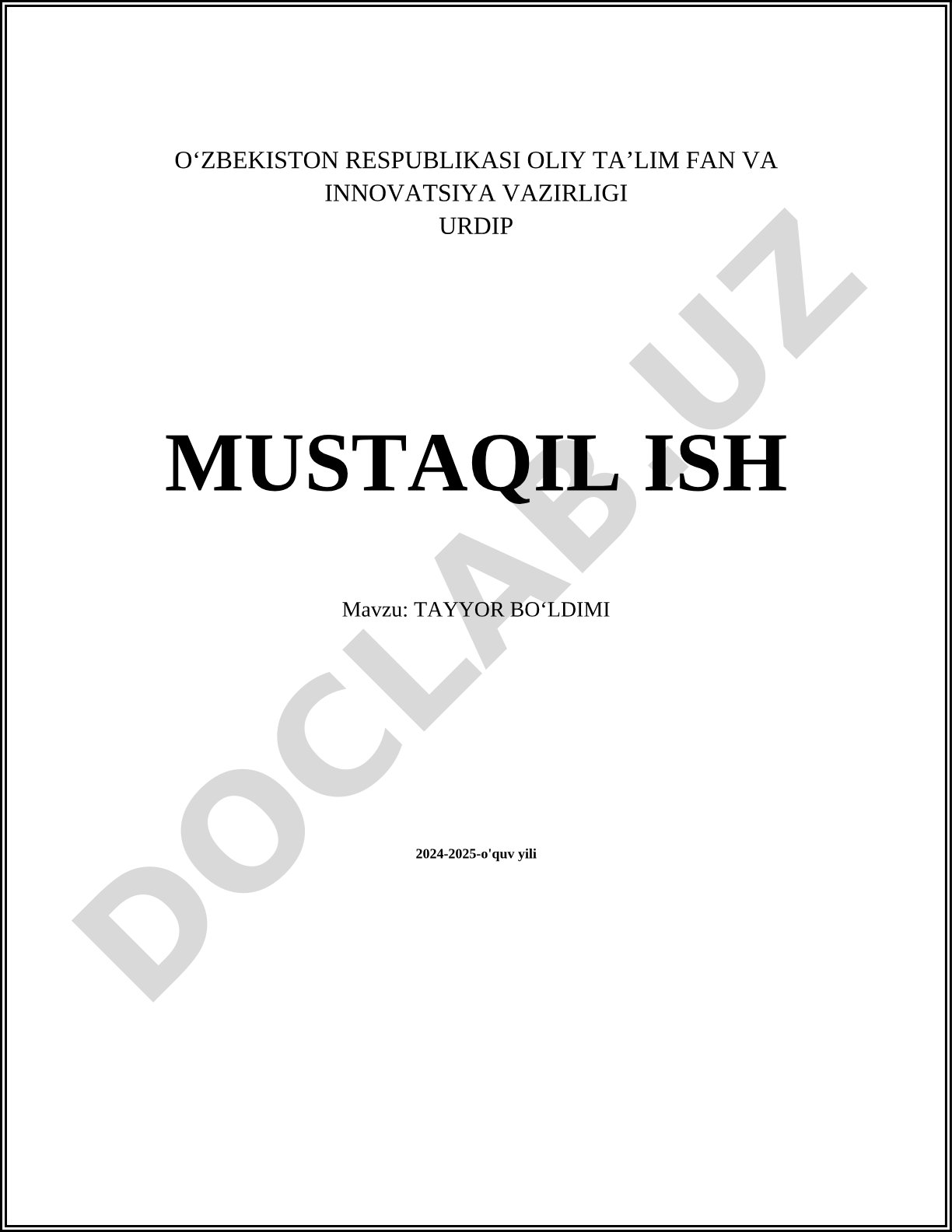 Tayyor boʻldimi