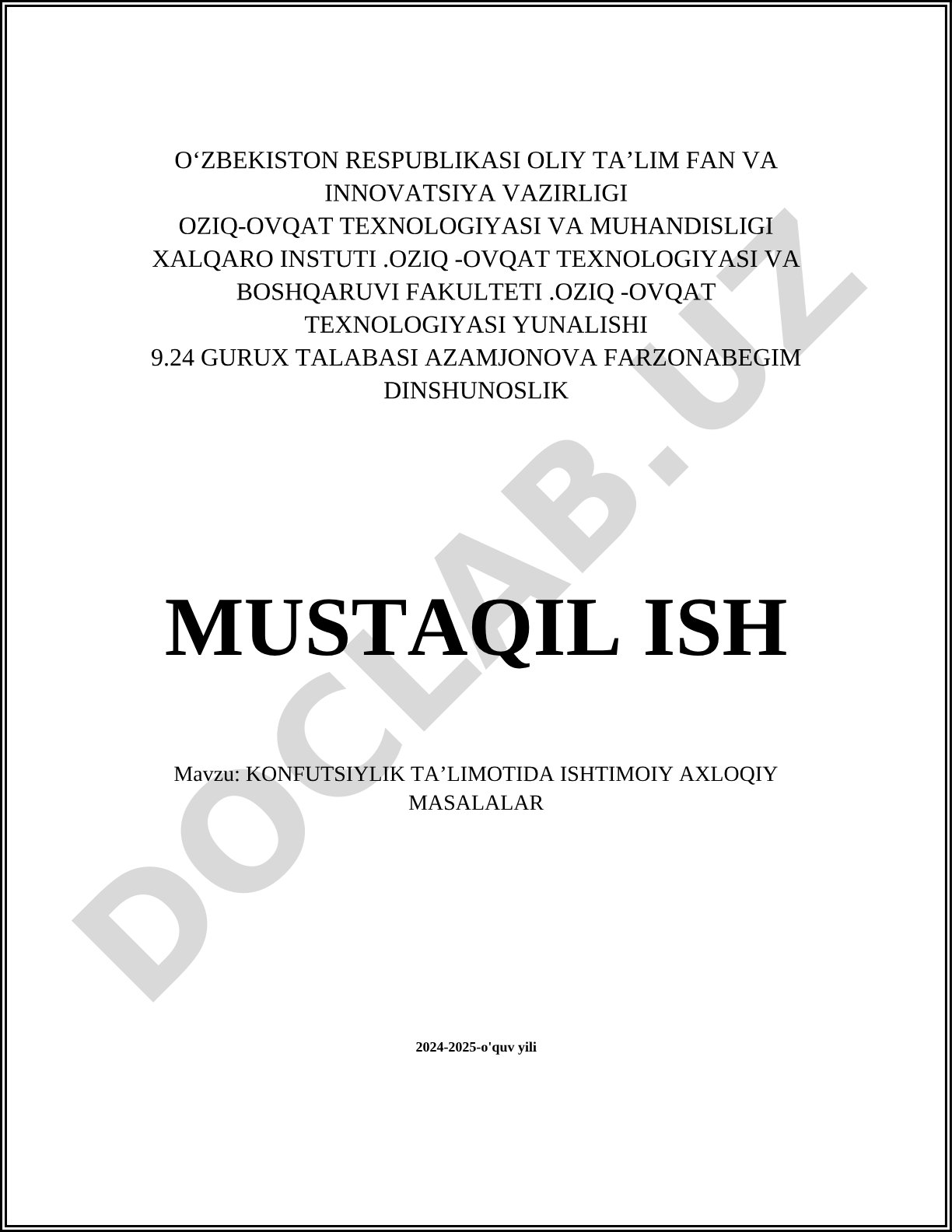 Konfutsiylik ta'limotida ijtimoiy axloqiy masalalar