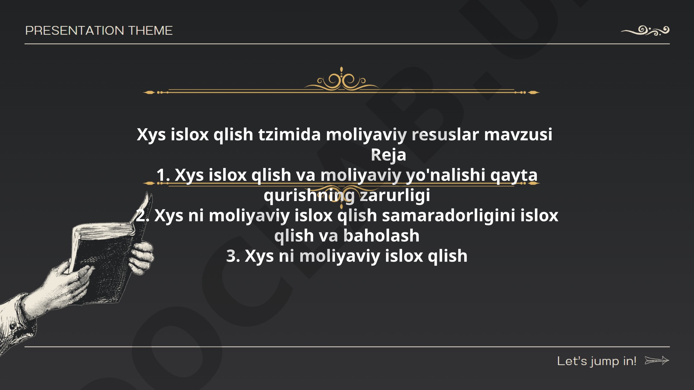 Xys islox qlish tzimida moliyaviy resuslar