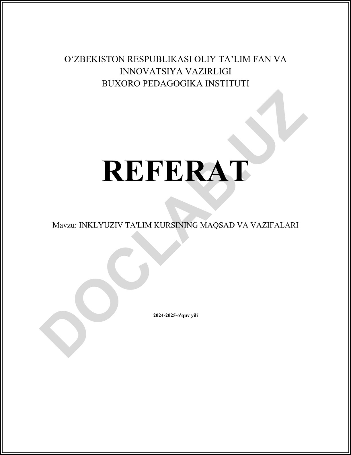 Inklyuziv ta'lim kursining maqsad va vazifalari