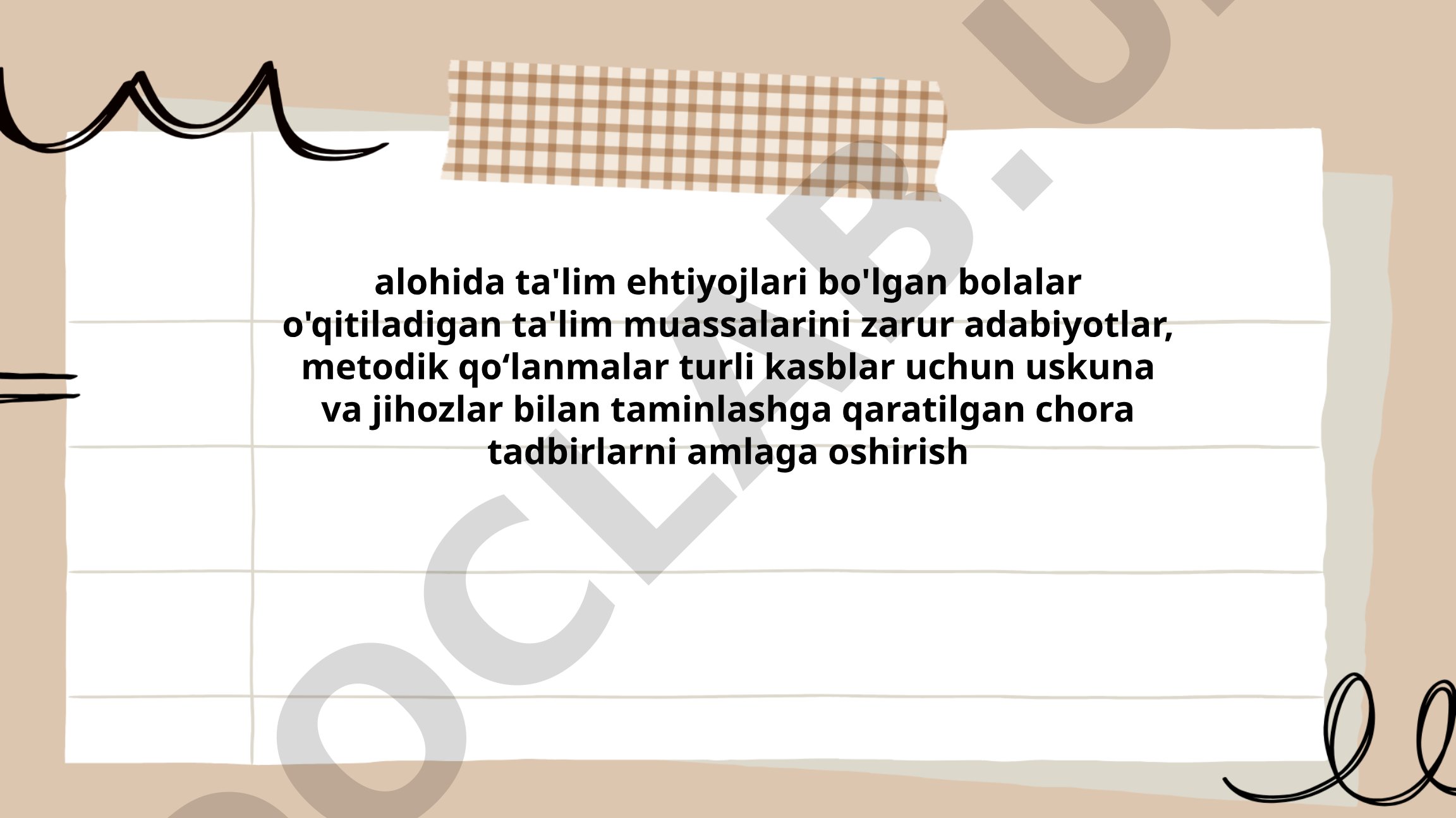 Alohida ta'lim ehtiyojlari bo'lgan bolalar uchun ta'lim muassasalarini taminlash