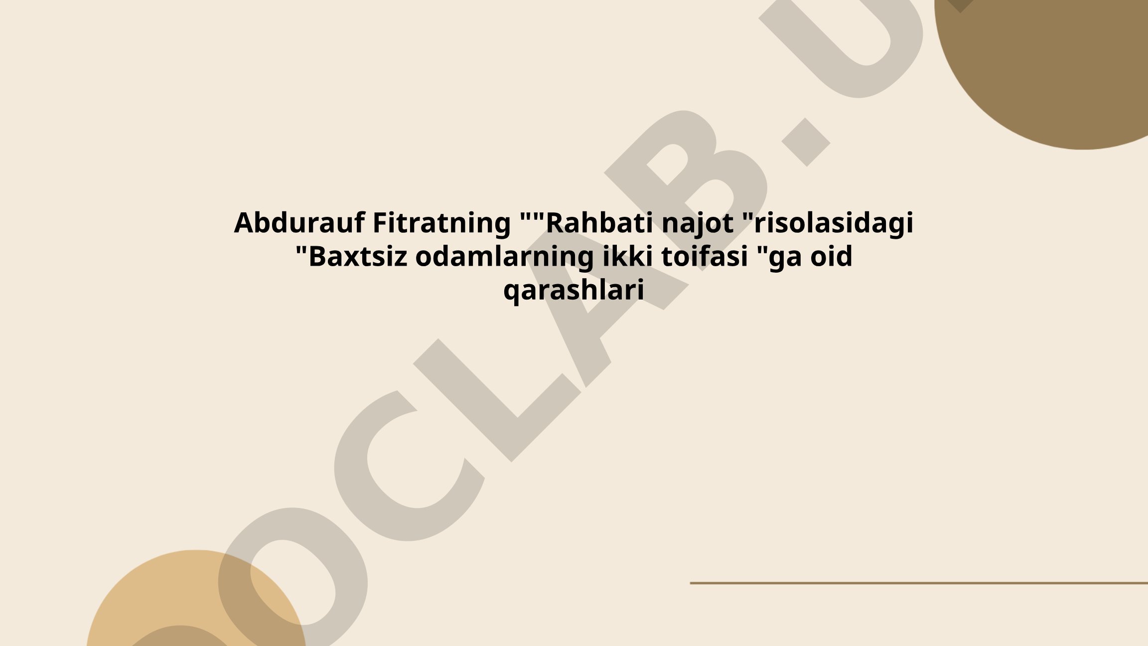Abdurauf Fitratning "Rahbati najot" risolasidagi baxtsiz odamlar tushunchasi