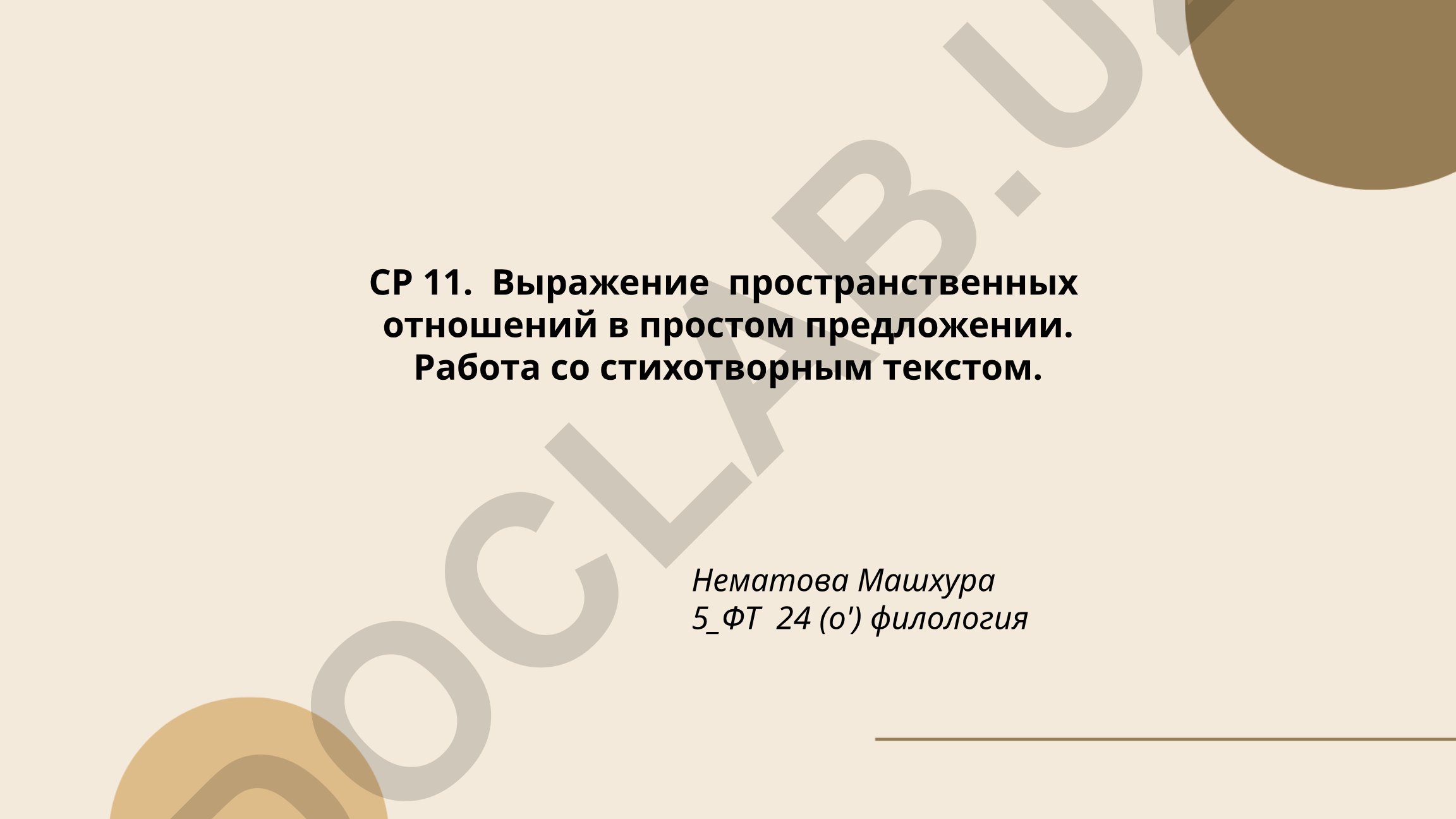Выражение пространственных отношений в простом предложении. Работа со стихотворным текстом