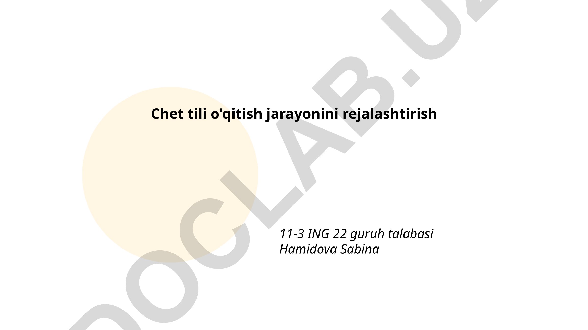 Chet tili o'qitish jarayonini rejalashtirish
