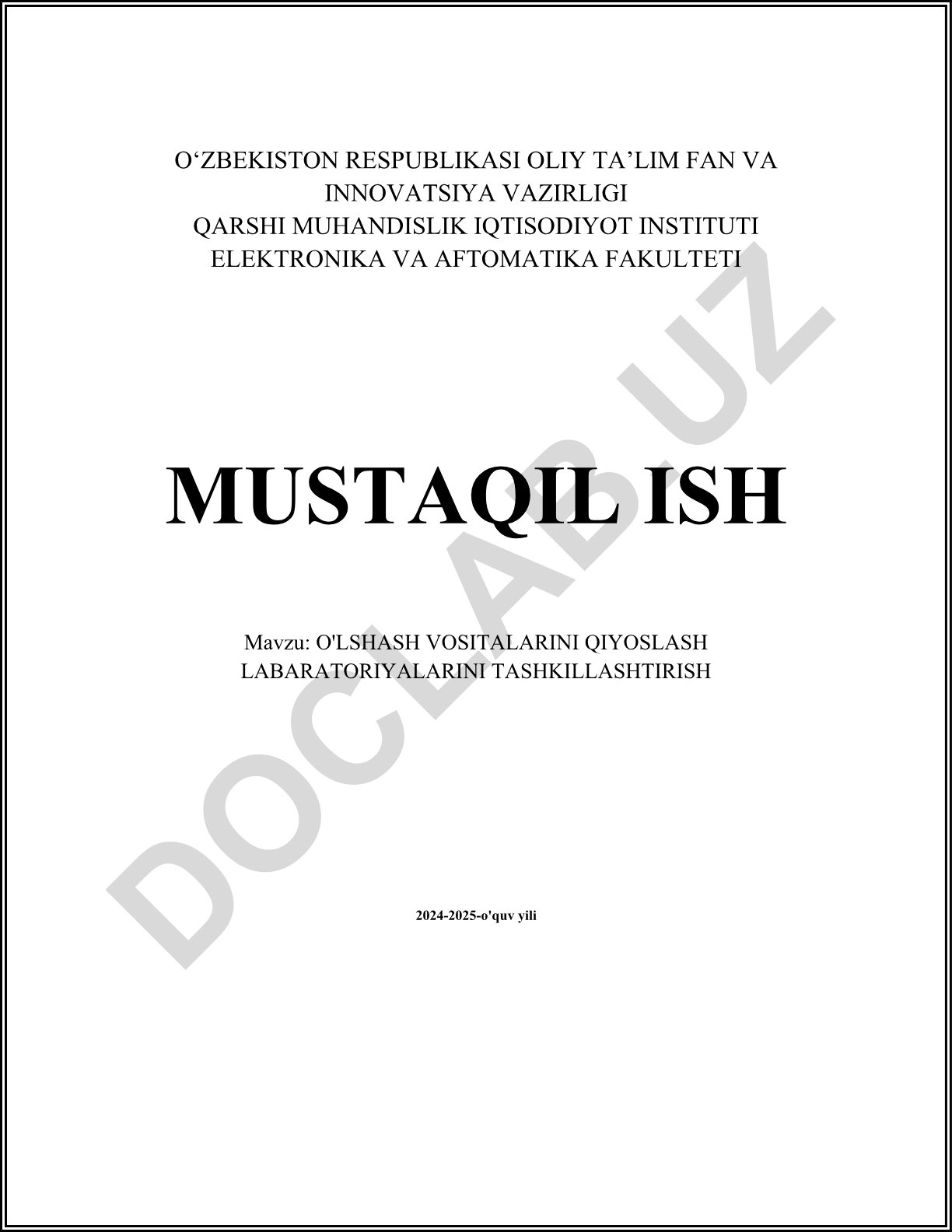 O'lchash vositalarini qiyoslash laboratoriyalarini tashkilashtirish