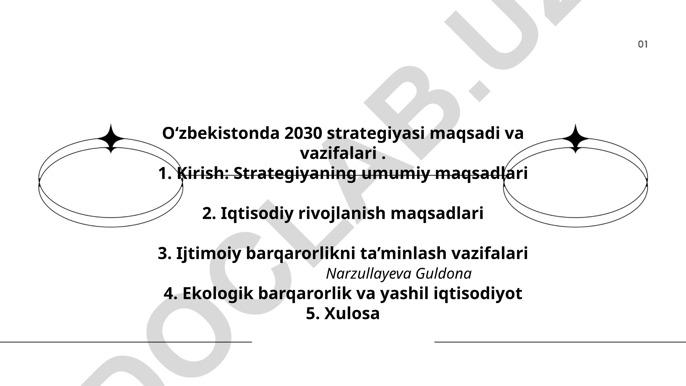 Oʻzbekistonda 2030 strategiyasi maqsadi va vazifalari