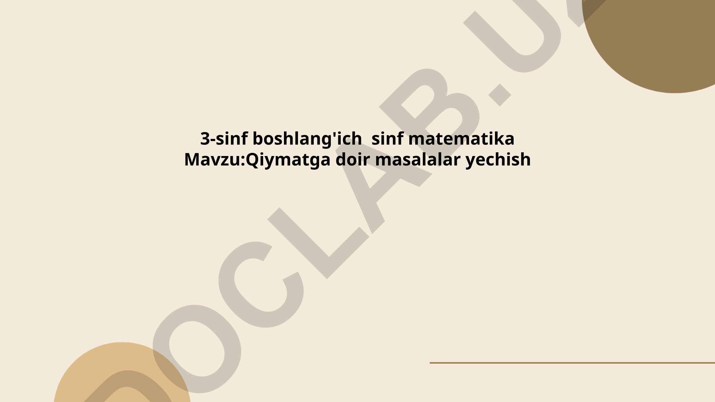 Qiymatga doir masalalar yechish