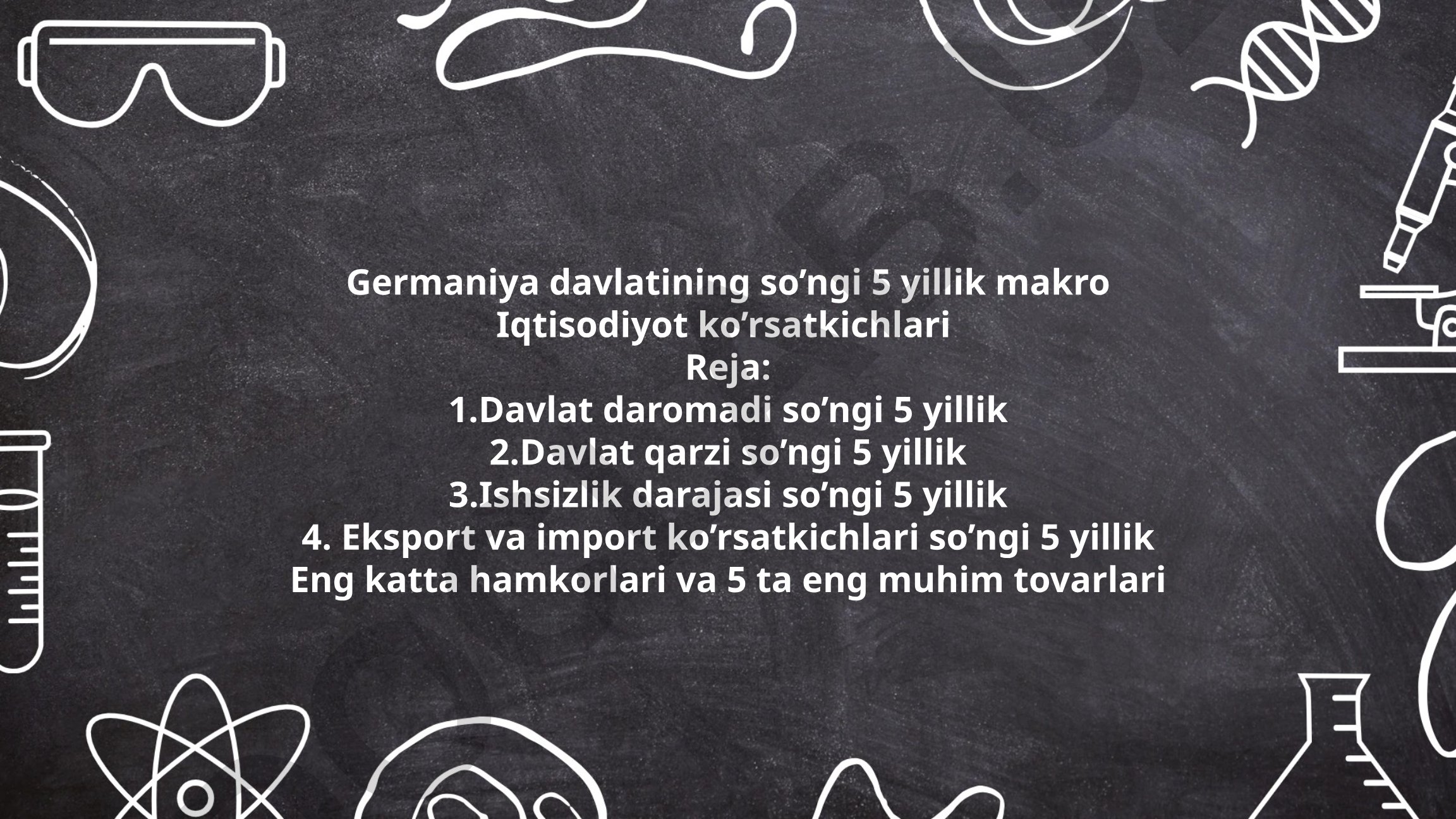Germaniyaning so'nggi 5 yillik makroiqtisodiy ko'rsatkichlari