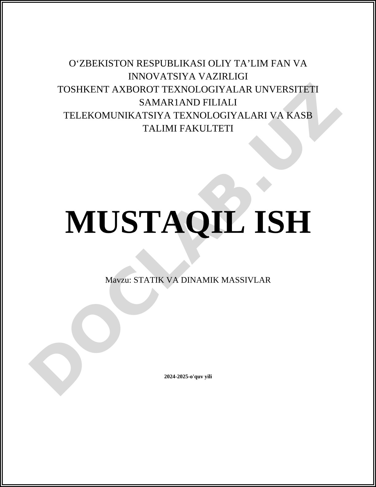 Statik va dinamik massivlar