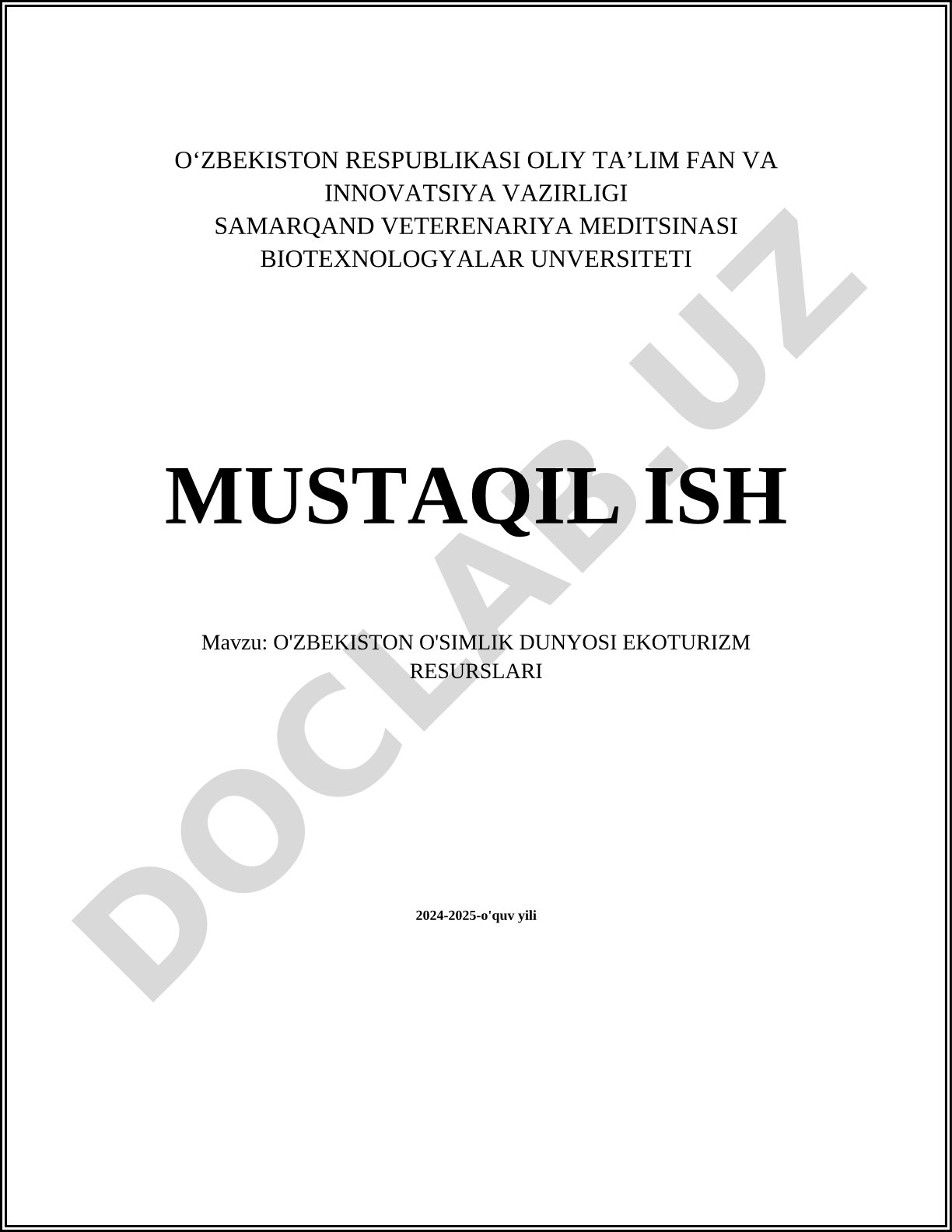 O'zbekiston o'simlik dunyosi ekoturizm resurslari