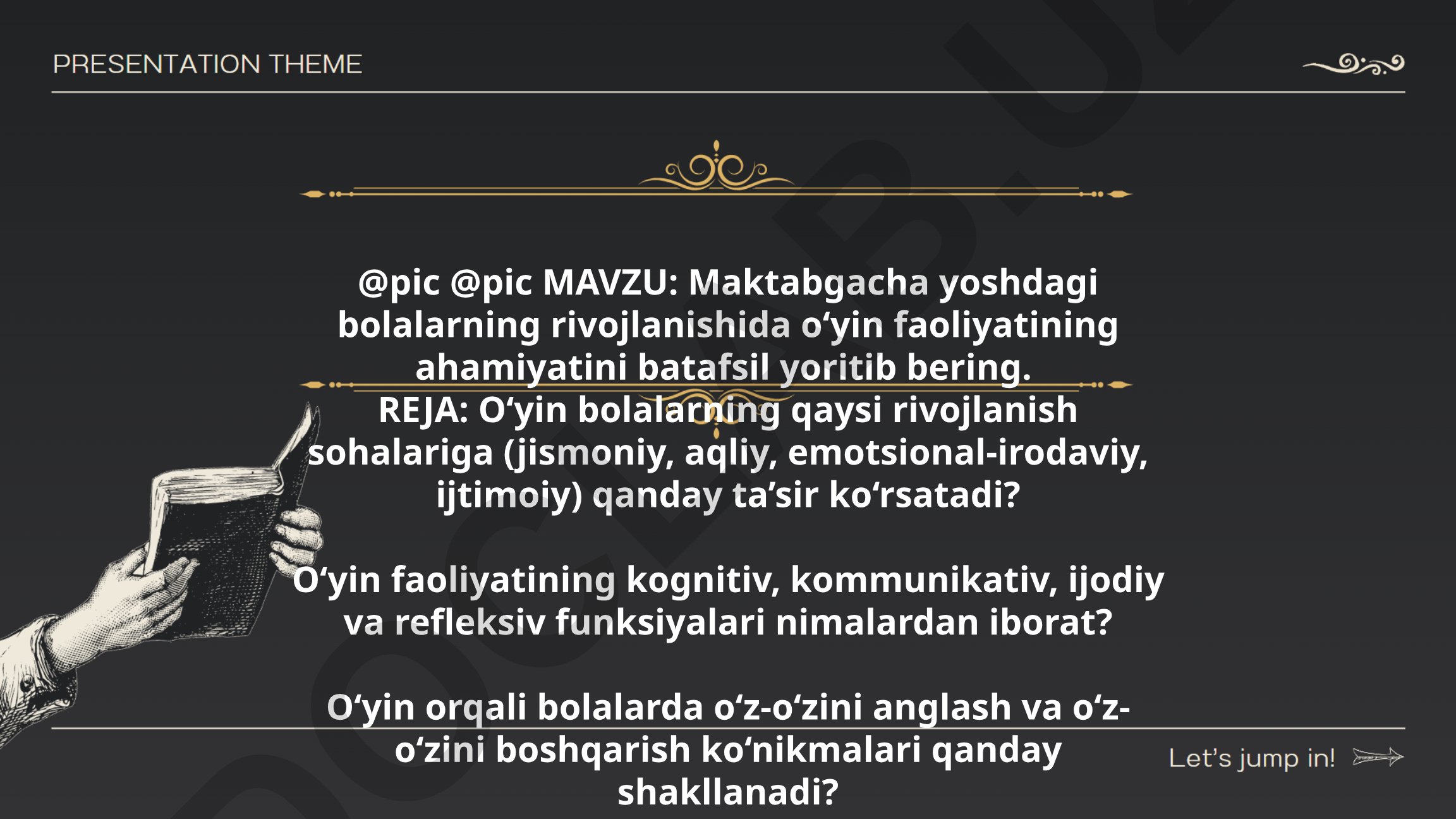 Maktabgacha yoshdagi bolalarning rivojlanishida o‘yin faoliyatining ahamiyati
