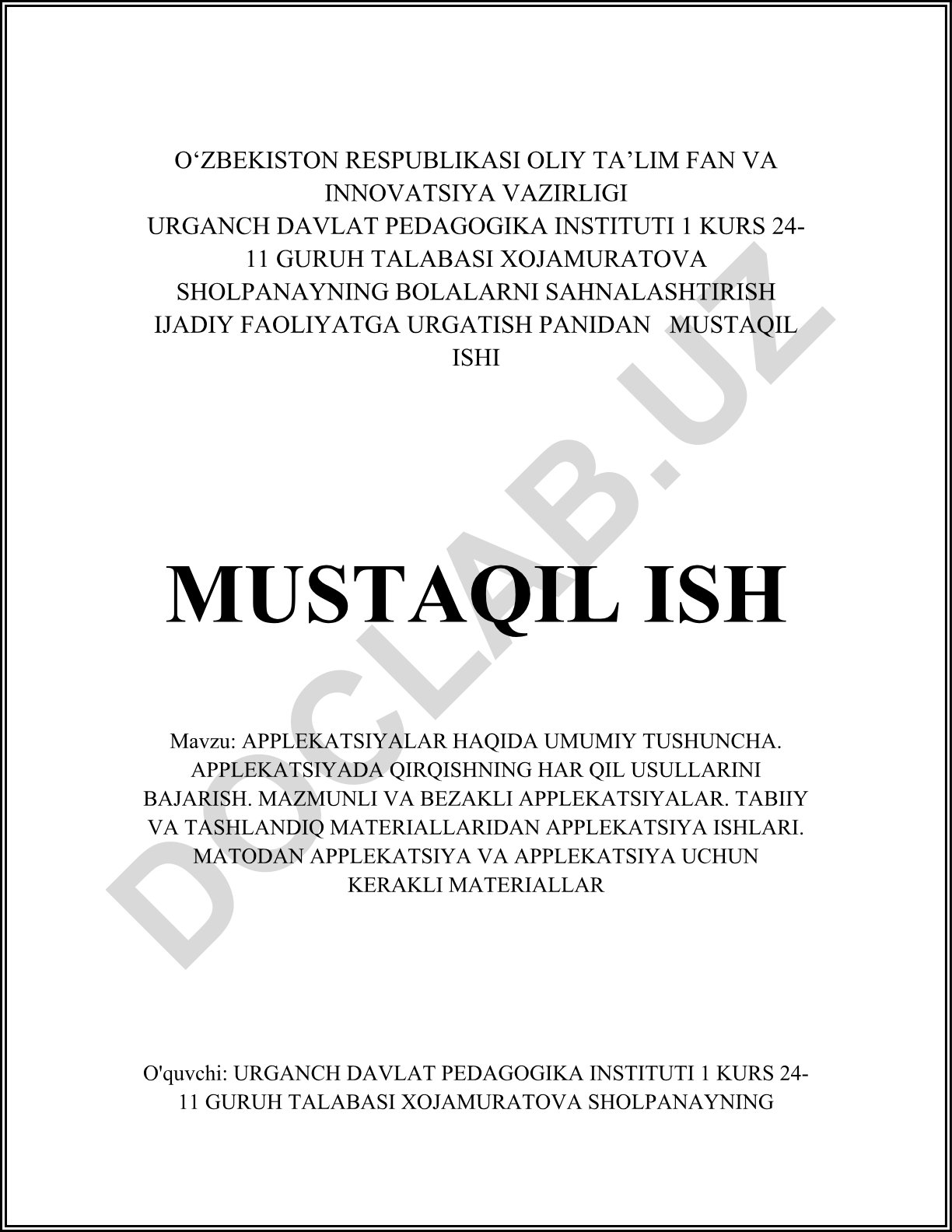 Applekatsiyalar haqida umumiy tushuncha va ishlash usullari