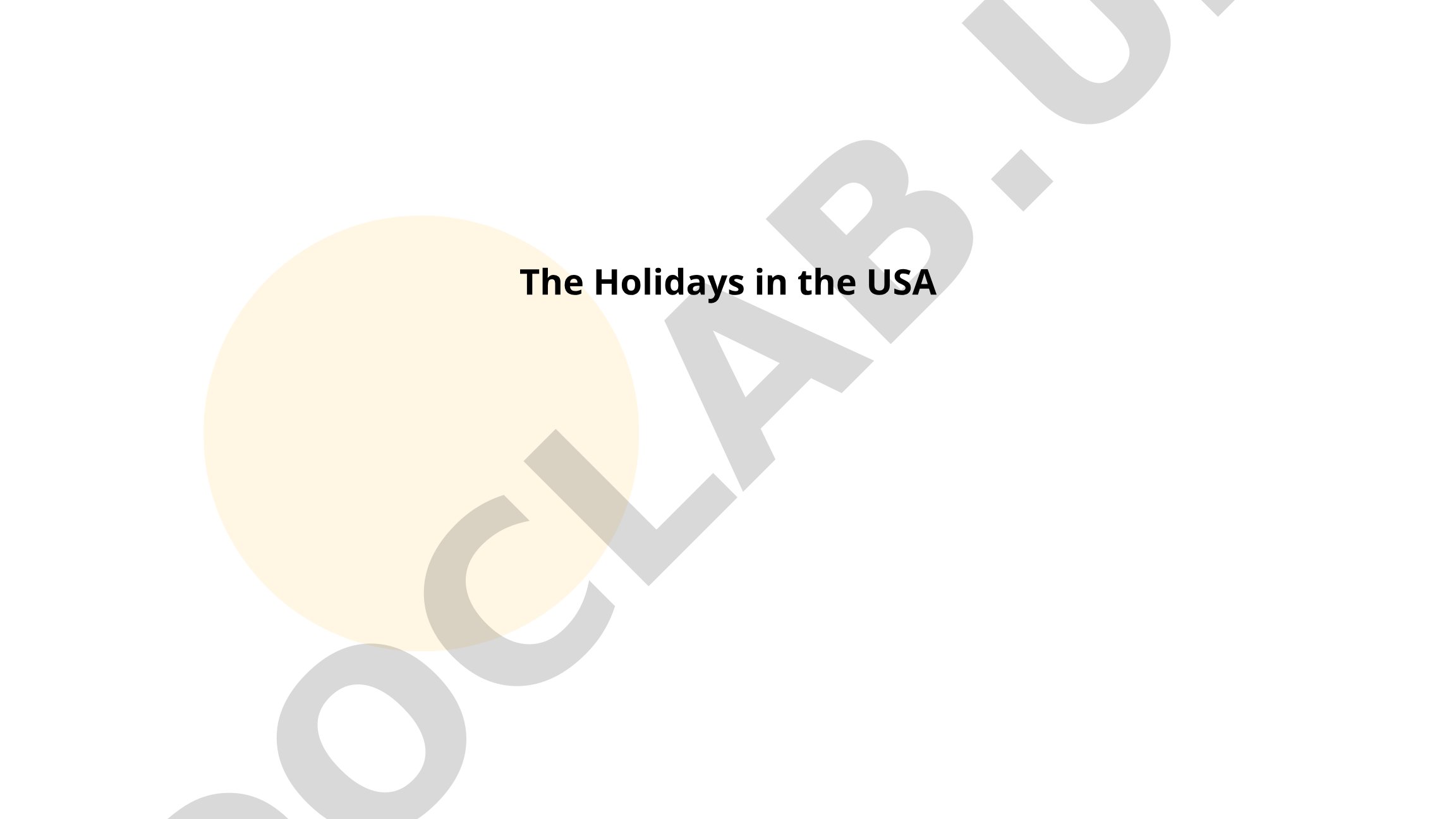 The Holidays in the USA