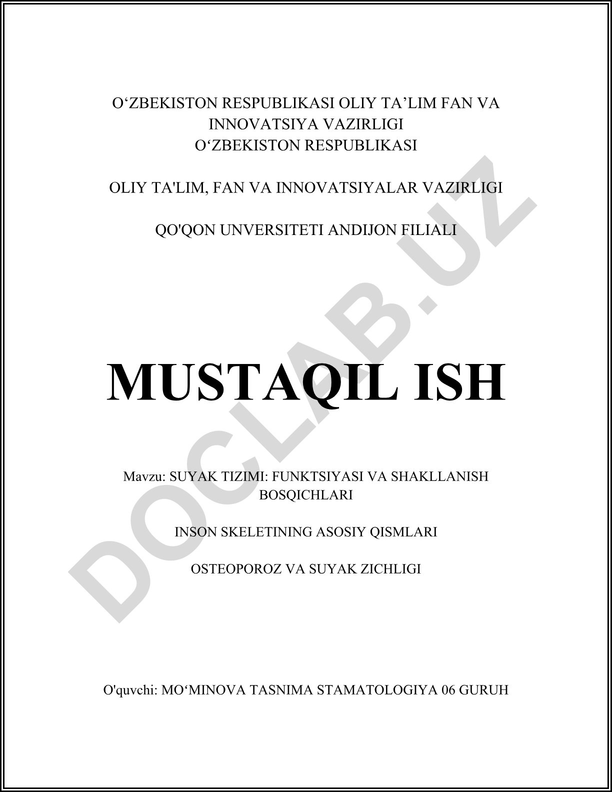 Suyak tizimi: funktsiyasi va shakllanish bosqichlari
