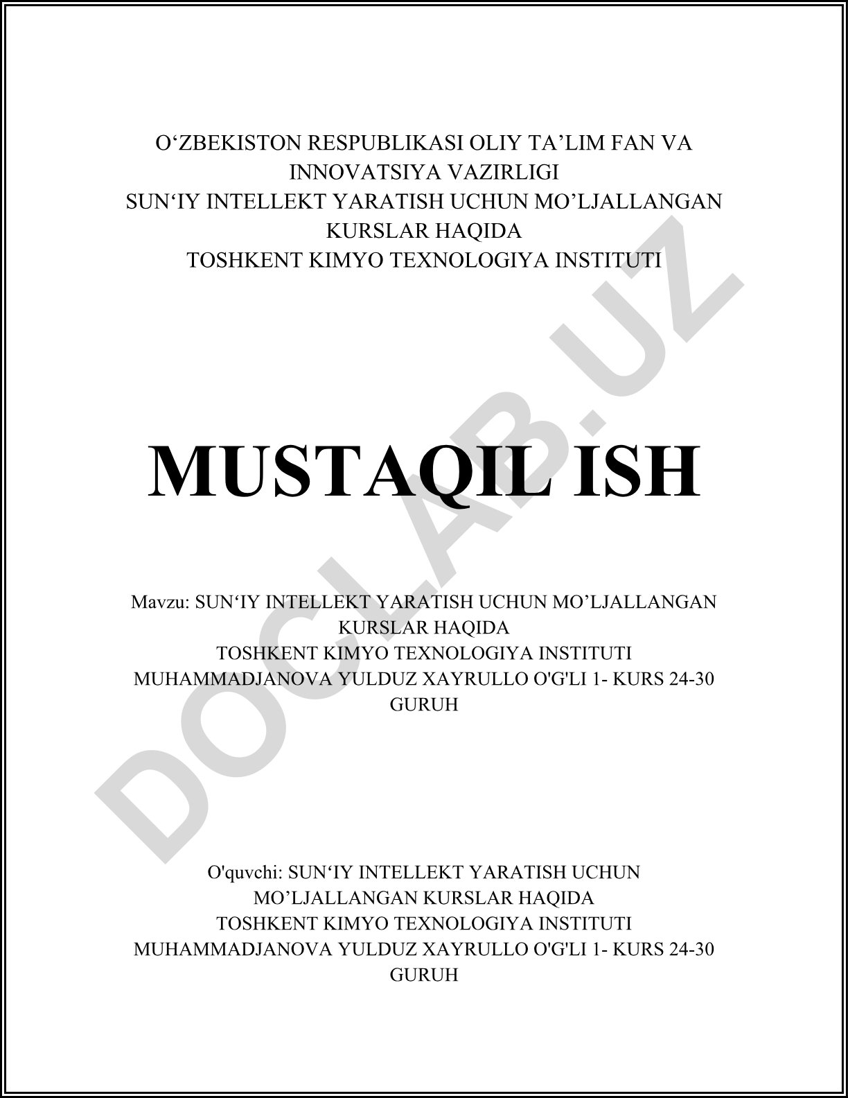 Sun'iy intellekt yaratish uchun mo'ljallangan kurslar