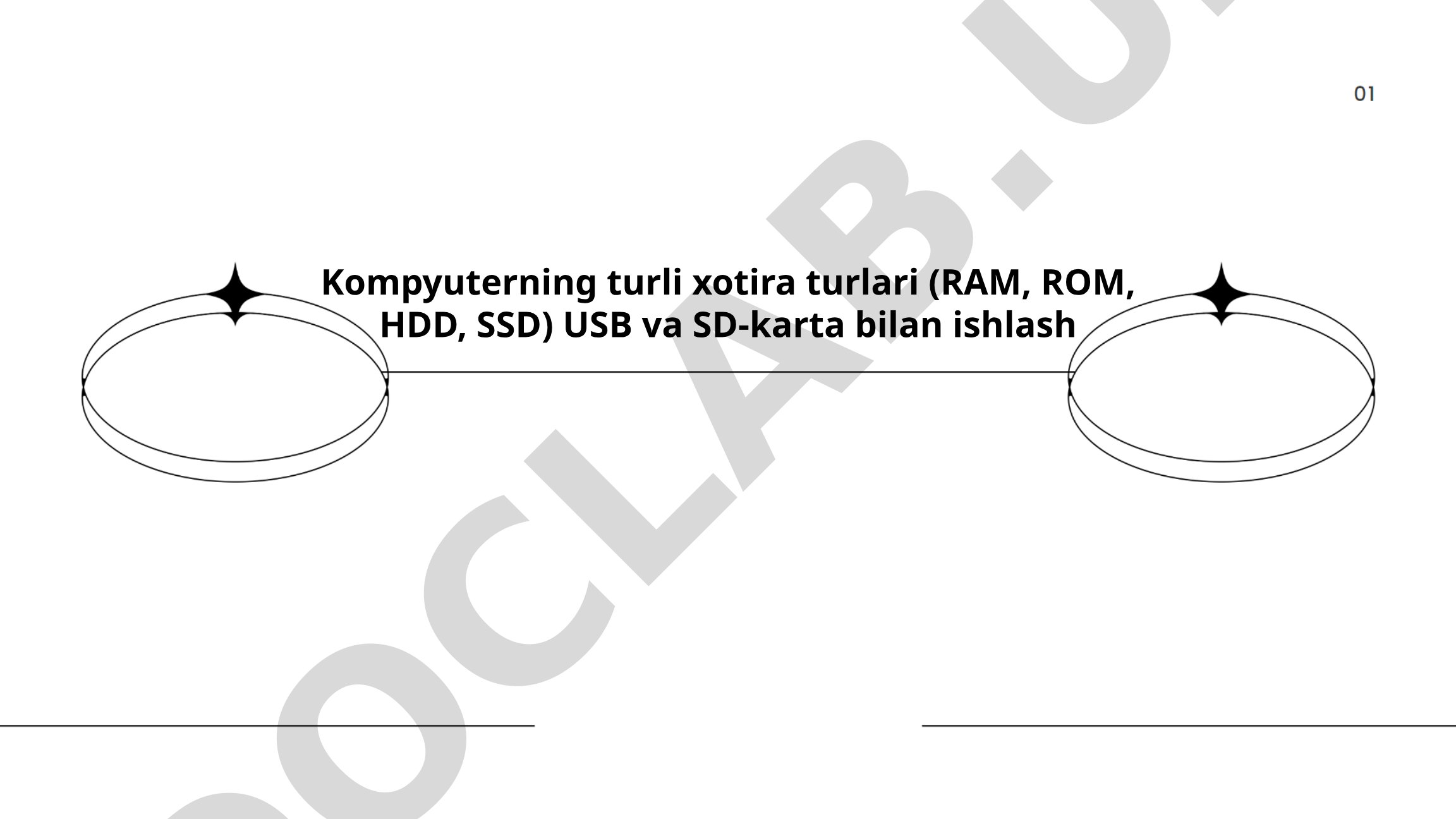 Kompyuter xotira turlari (RAM, ROM, HDD, SSD) va USB/SD-karta bilan ishlash