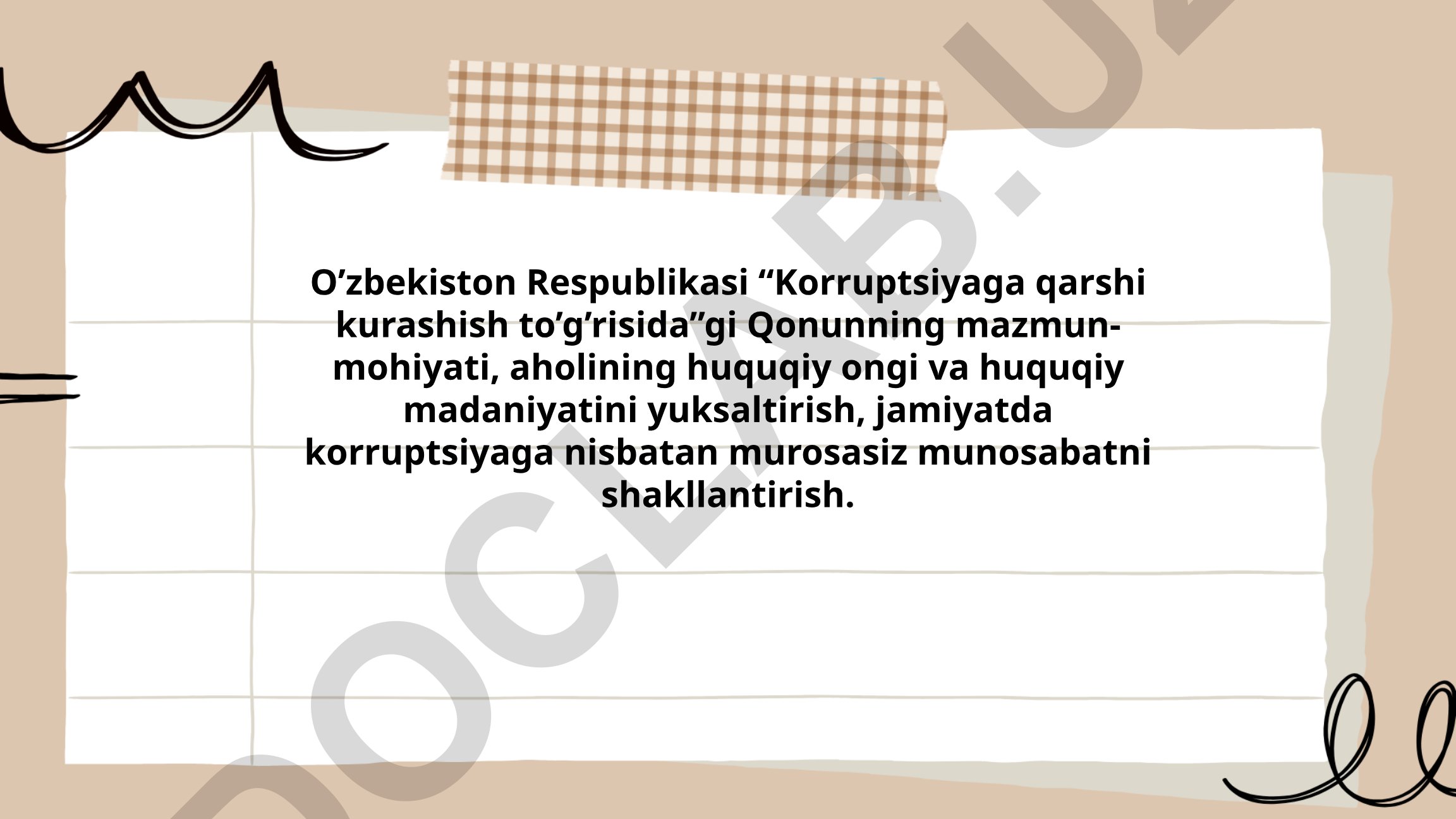 Korruptsiyaga qarshi kurashish qonunining mazmun-mohiyati va aholi huquqiy madaniyati