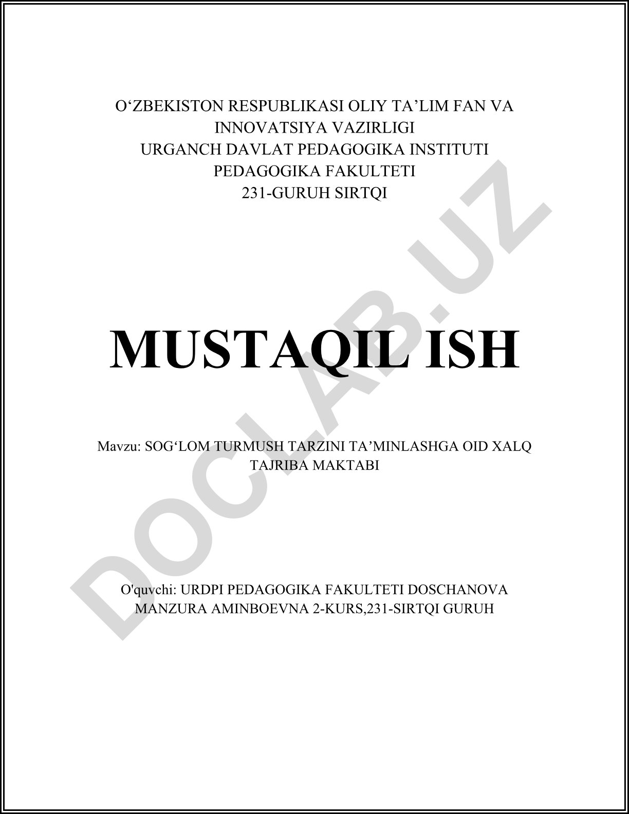 Sogʻlom turmush tarzini taʼminlashga oid xalq tajriba maktabi