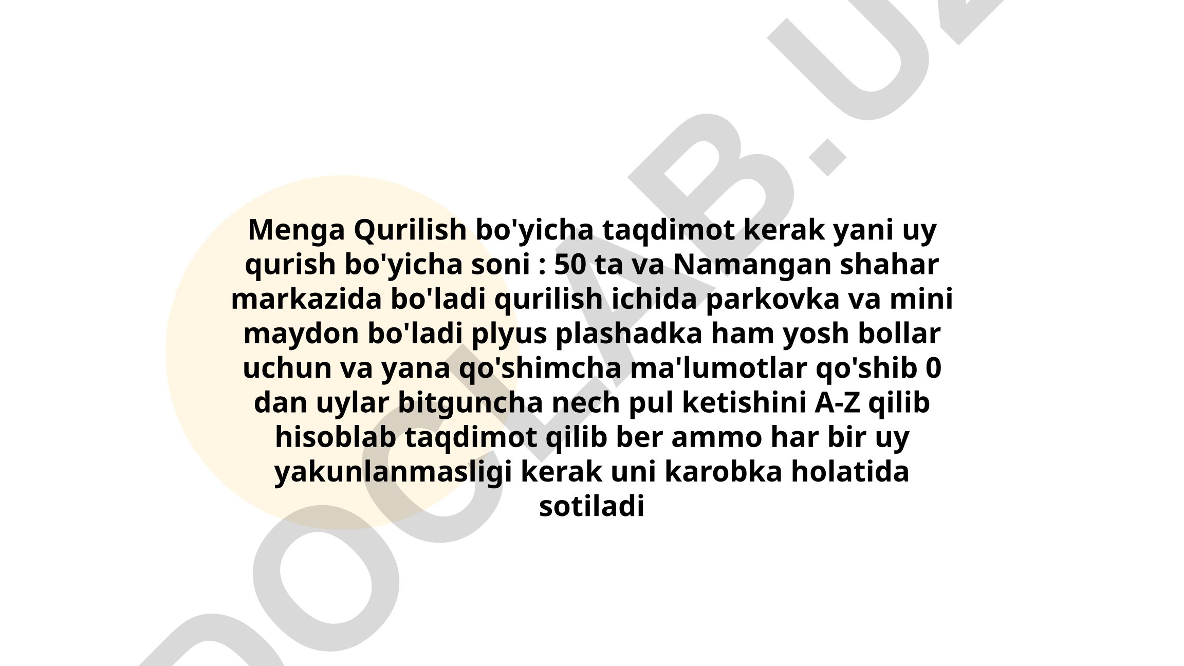 Namangan shahar markazida 50 ta uy qurilishi loyihasi
