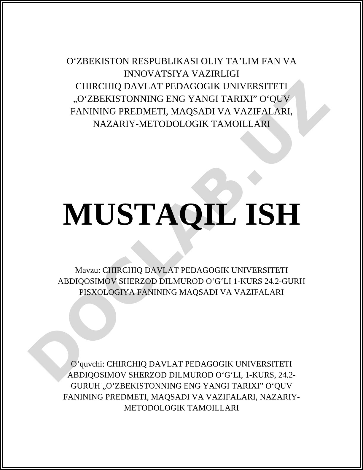 Psixologiya fanining maqsadi va vazifalari