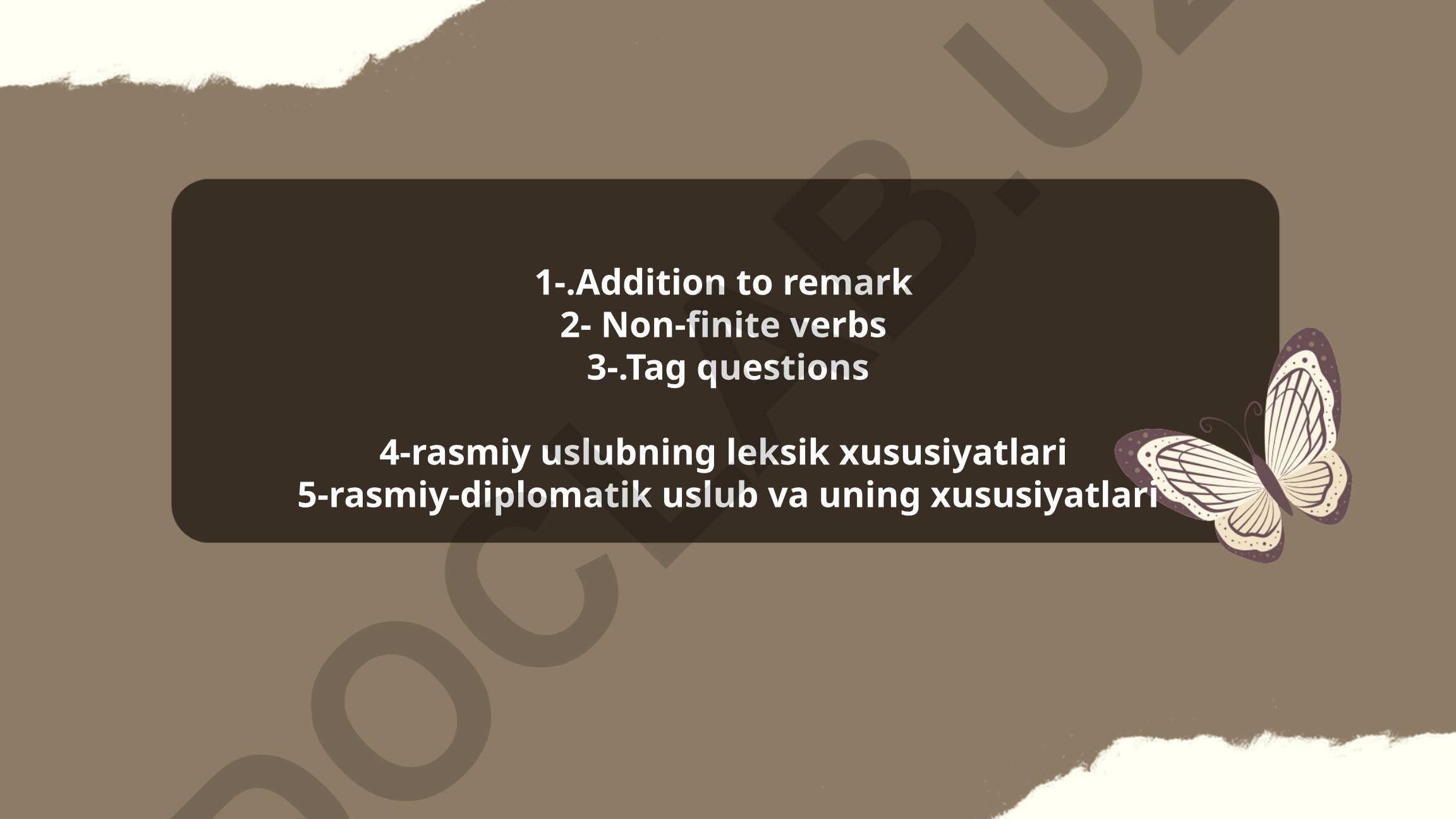 Non-finite verbs va rasmiy uslub xususiyatlari