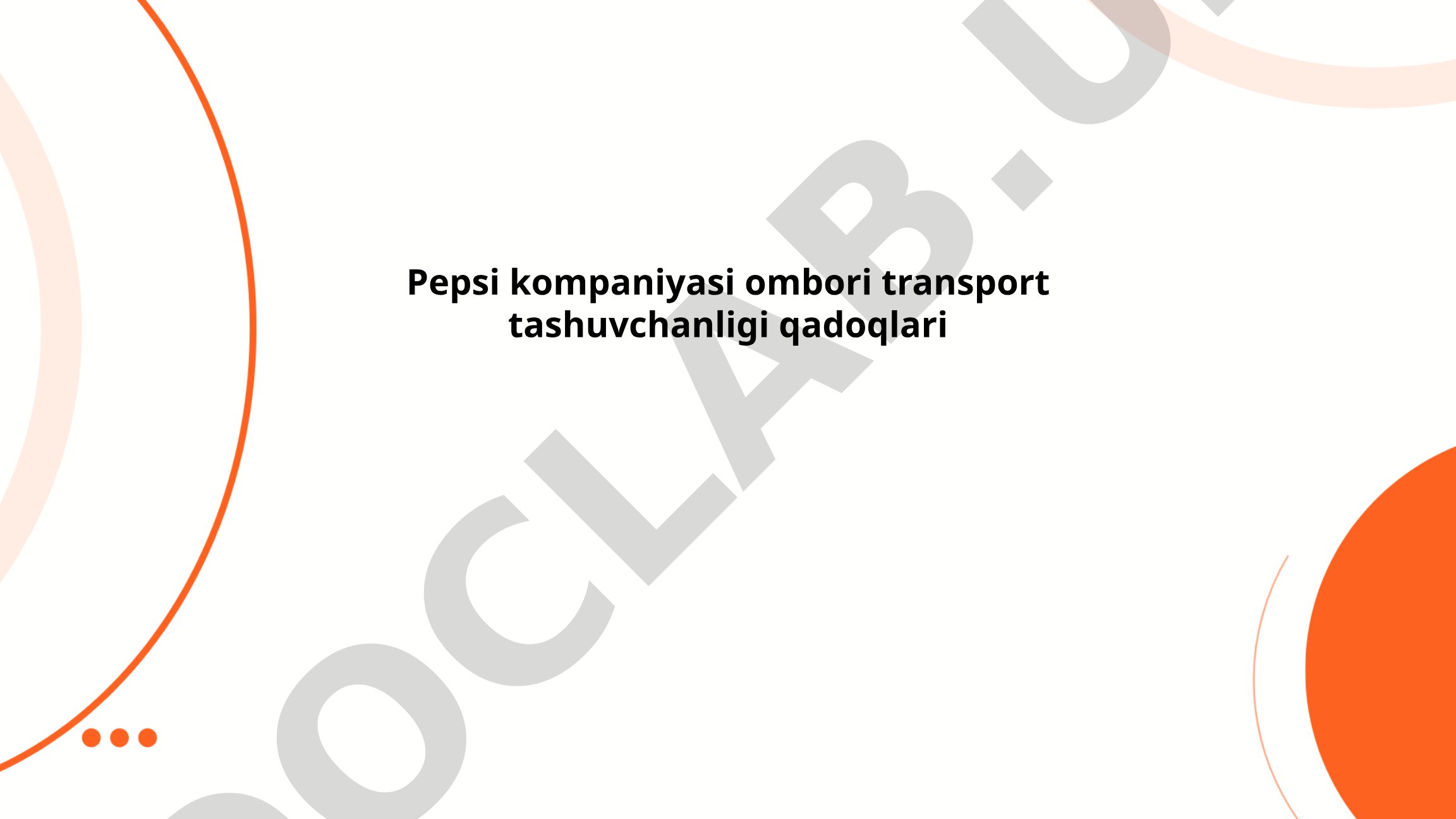 Pepsi kompaniyasi ombori transport tashuvchanligi qadoqlari