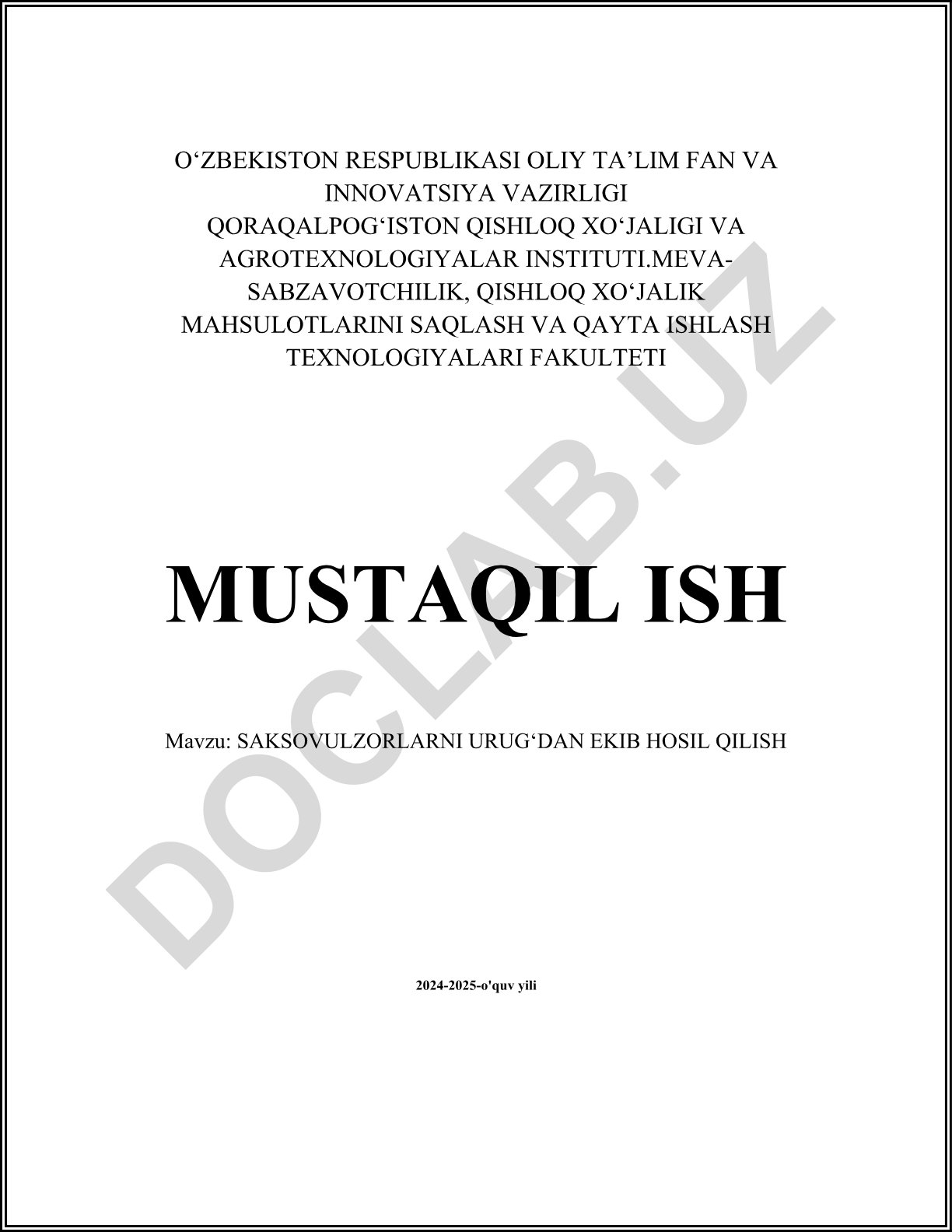 Saksovulzorlarni urug'dan ekib hosil qilish