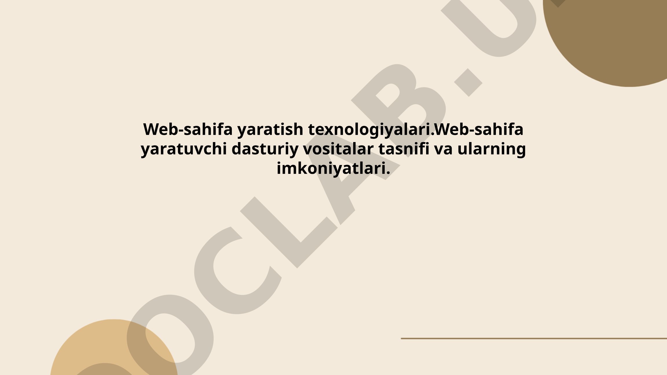 Web-sahifa yaratish texnologiyalari va dasturiy vositalar