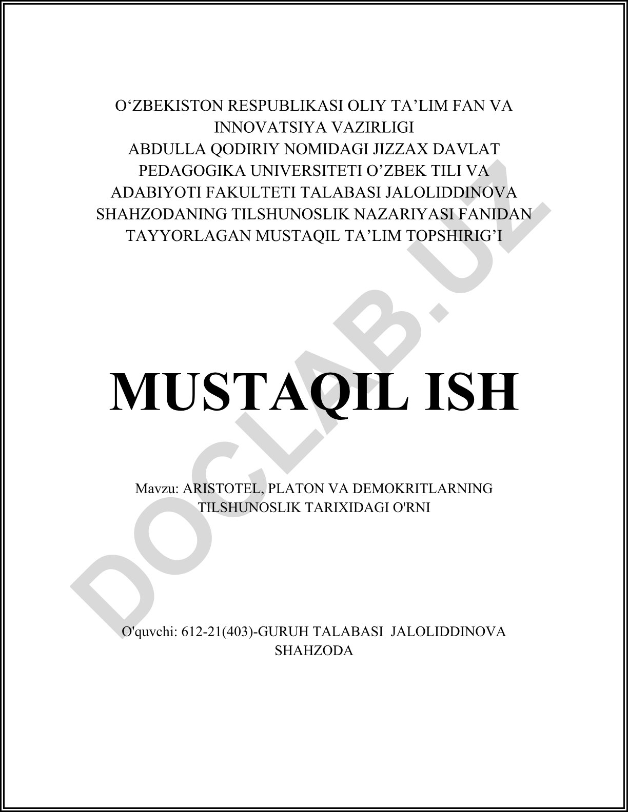 Aristotel, Platon va Demokritlarning tilshunoslik tarixidagi o'rni