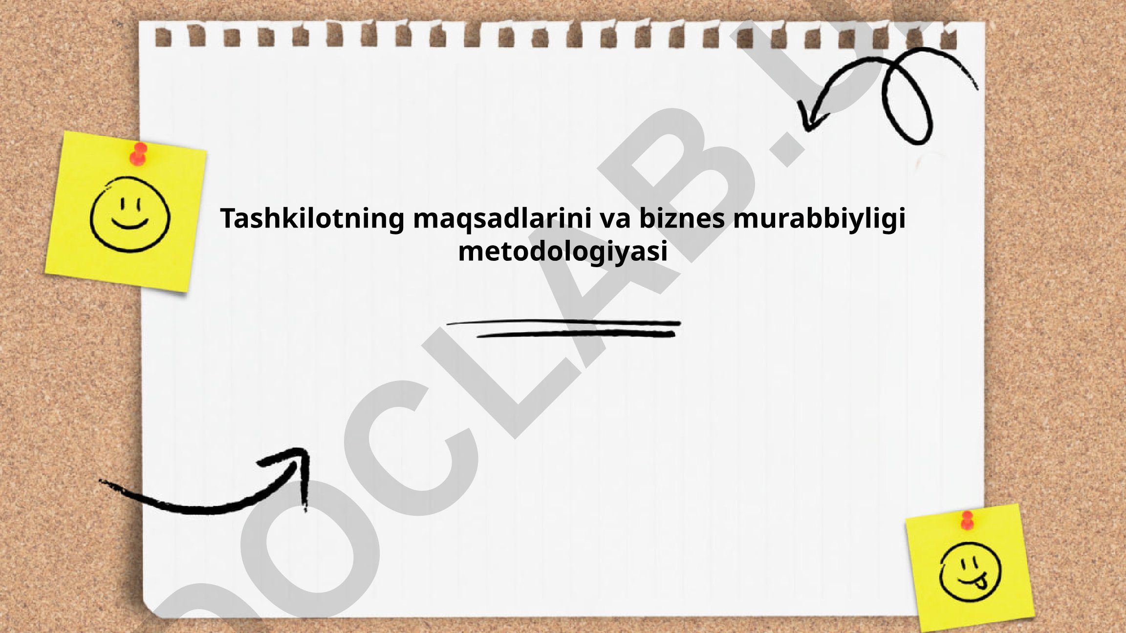 Tashkilotning maqsadlari va biznes murabbiyligi metodologiyasi