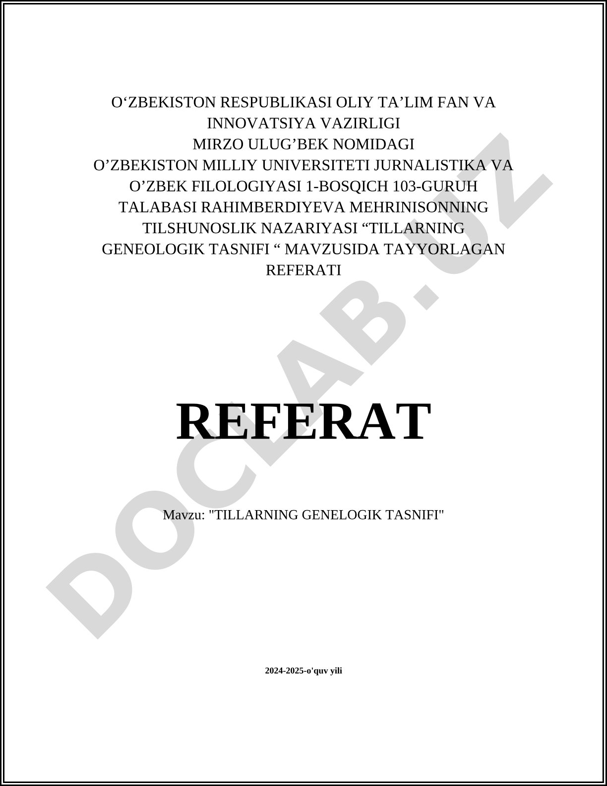 Tillarning geneologik tasnifi