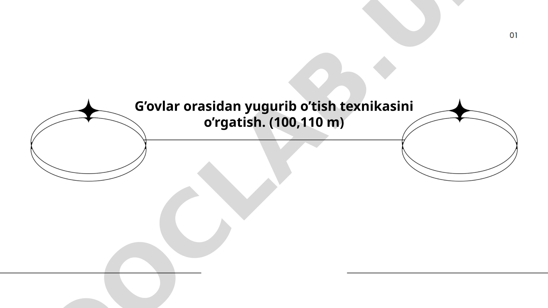 G'ovlar orasidan yugurib o'tish texnikasini o'rgatish