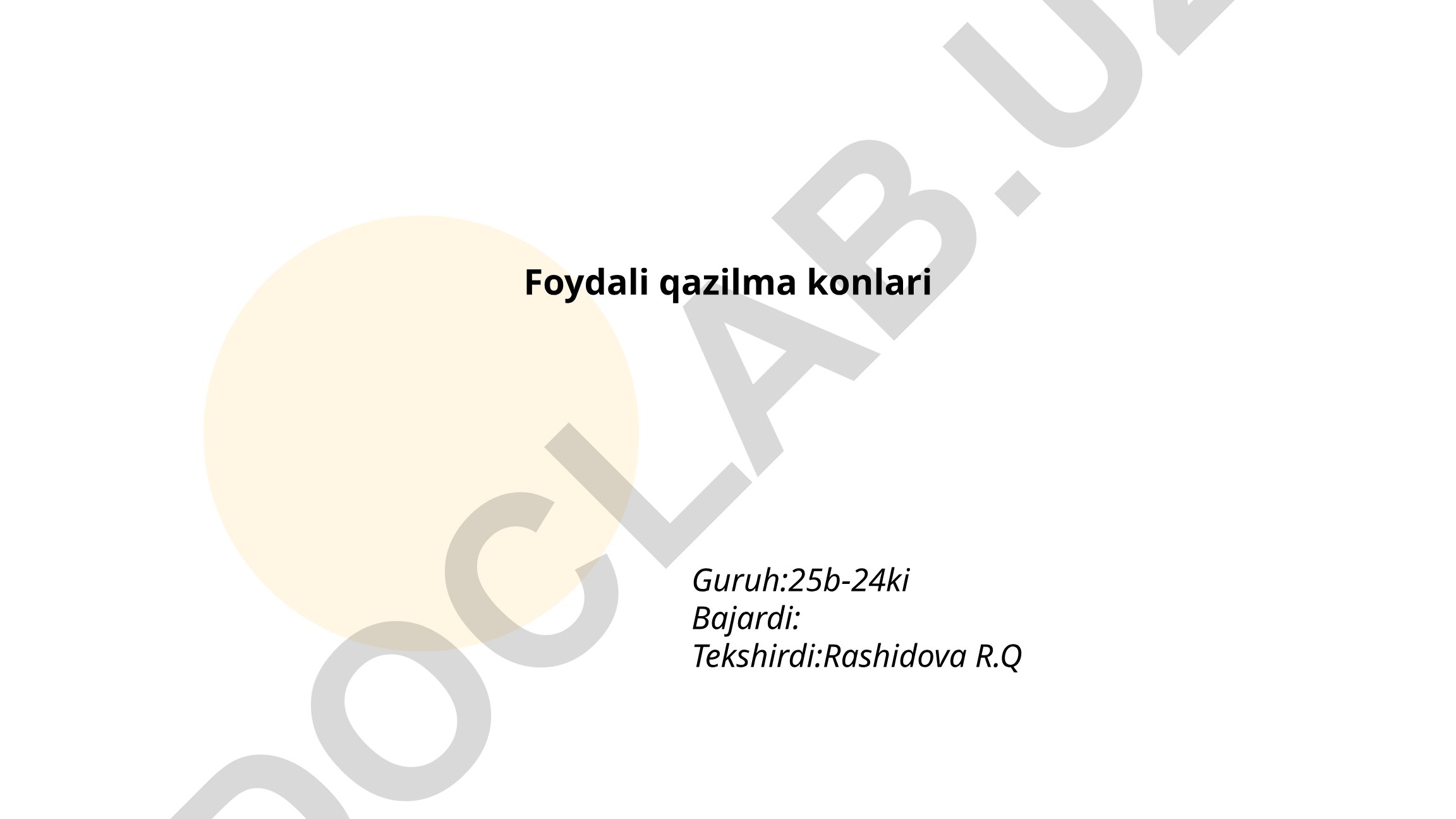 Qazilma yonilg'i turlari va O'zbekistondagi konlar