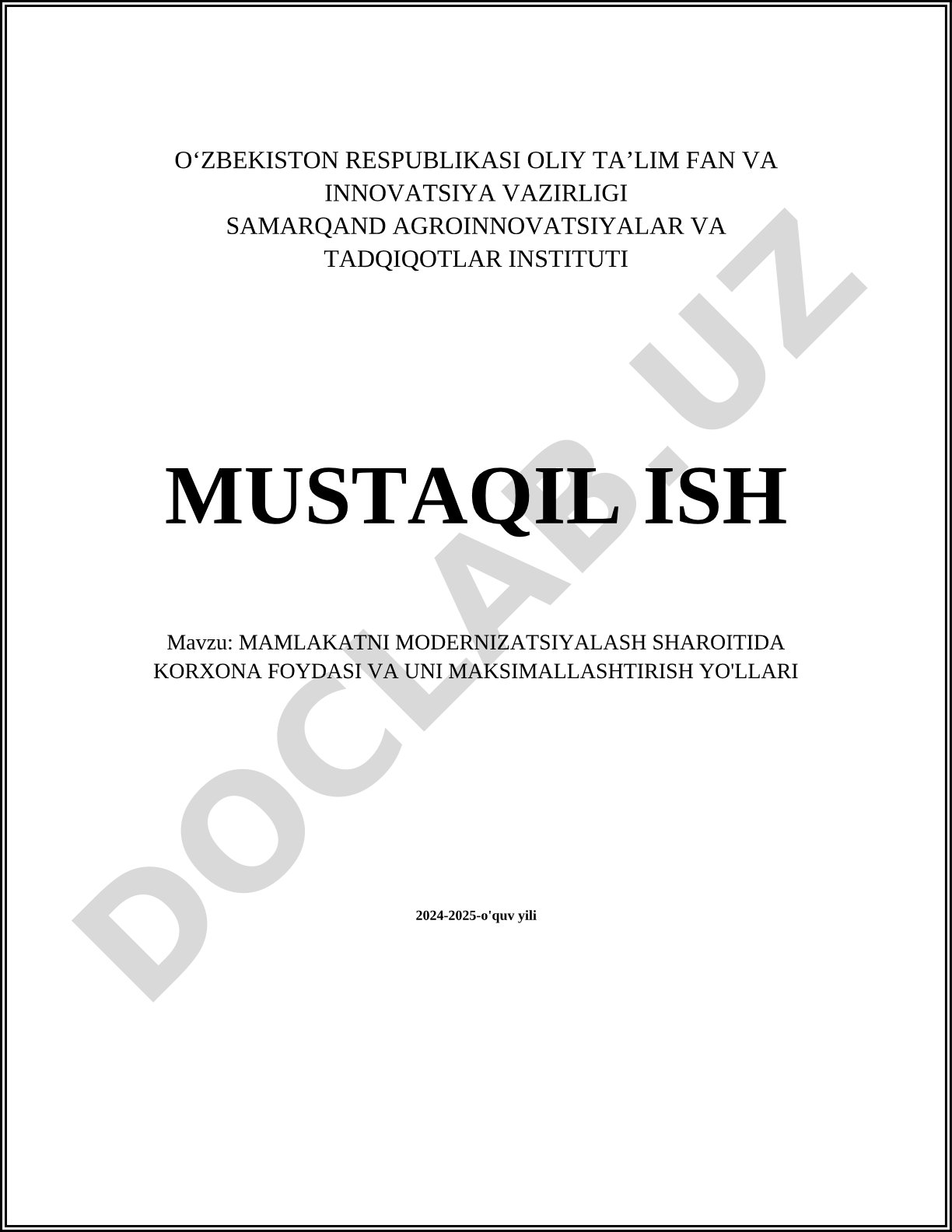 Mamlakati modernizatsiyalash sharoitida korxona foydasi va uni maksimallashtirish yo'llari