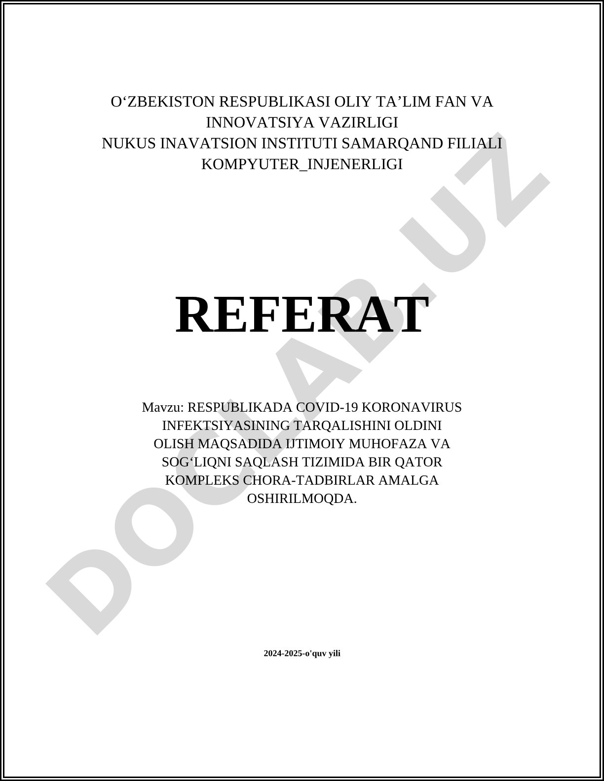Respublikada COVID-19 koronavirus infeksiyasining tarqalishini oldini olish maqsadida ijtimoiy muhofaza va sog‘liqni saqlash tizimida bir qator kompleks chora-tadbirlar amalga oshirilmoqda