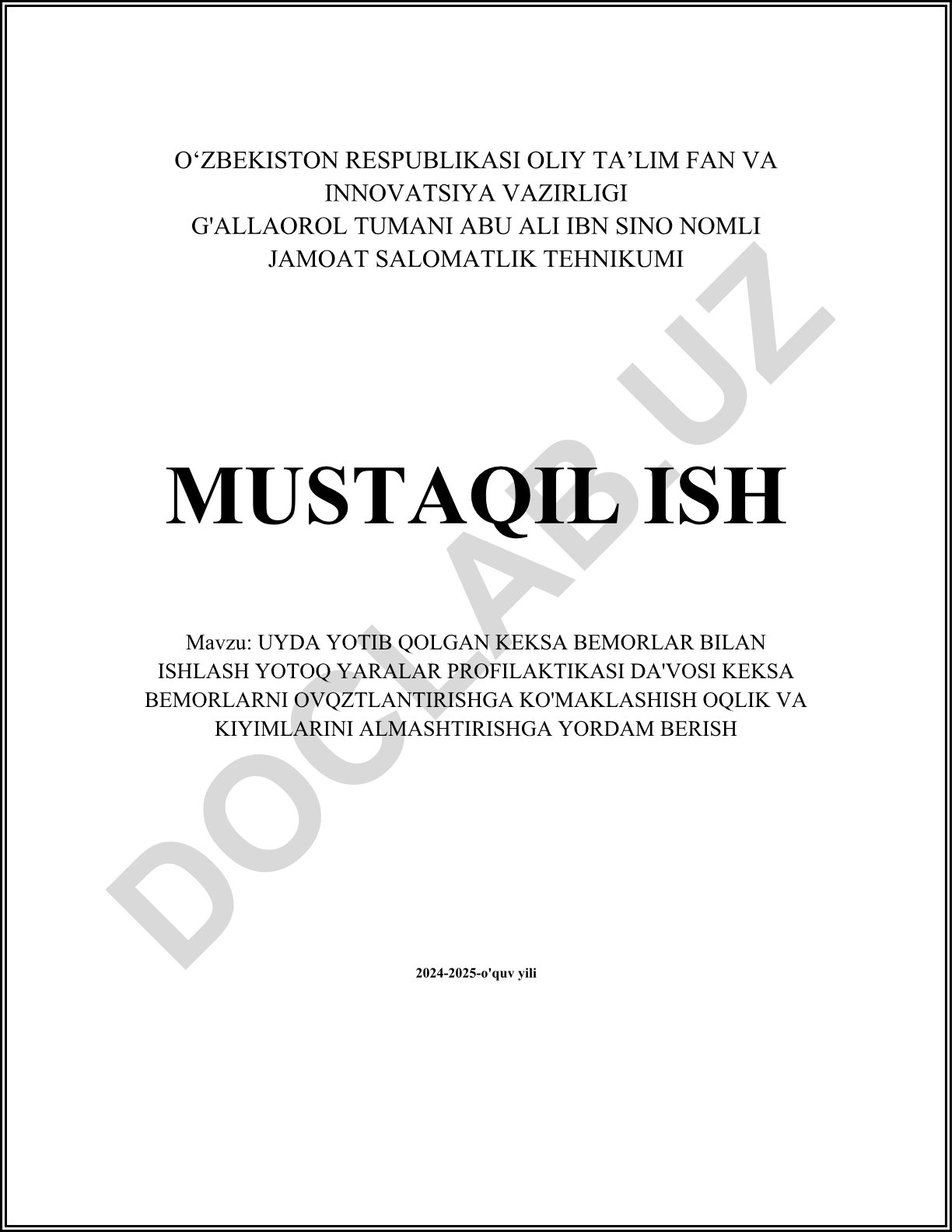 Uyda yotib qolgan keksa bemorlar bilan ishlash yotoq yaralari profilaktikasi