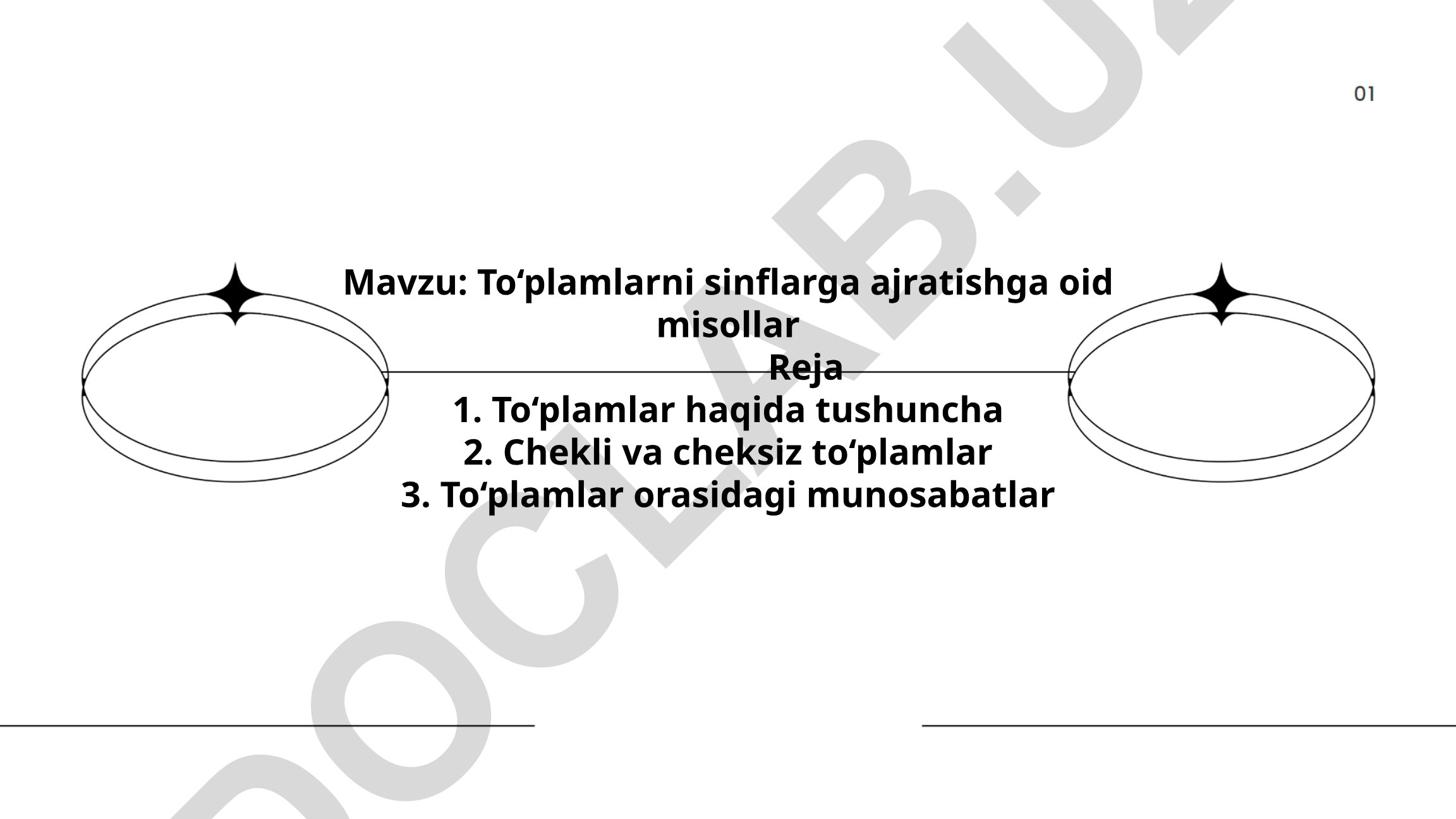 To‘plamlarni sinflarga ajratishga oid misollar