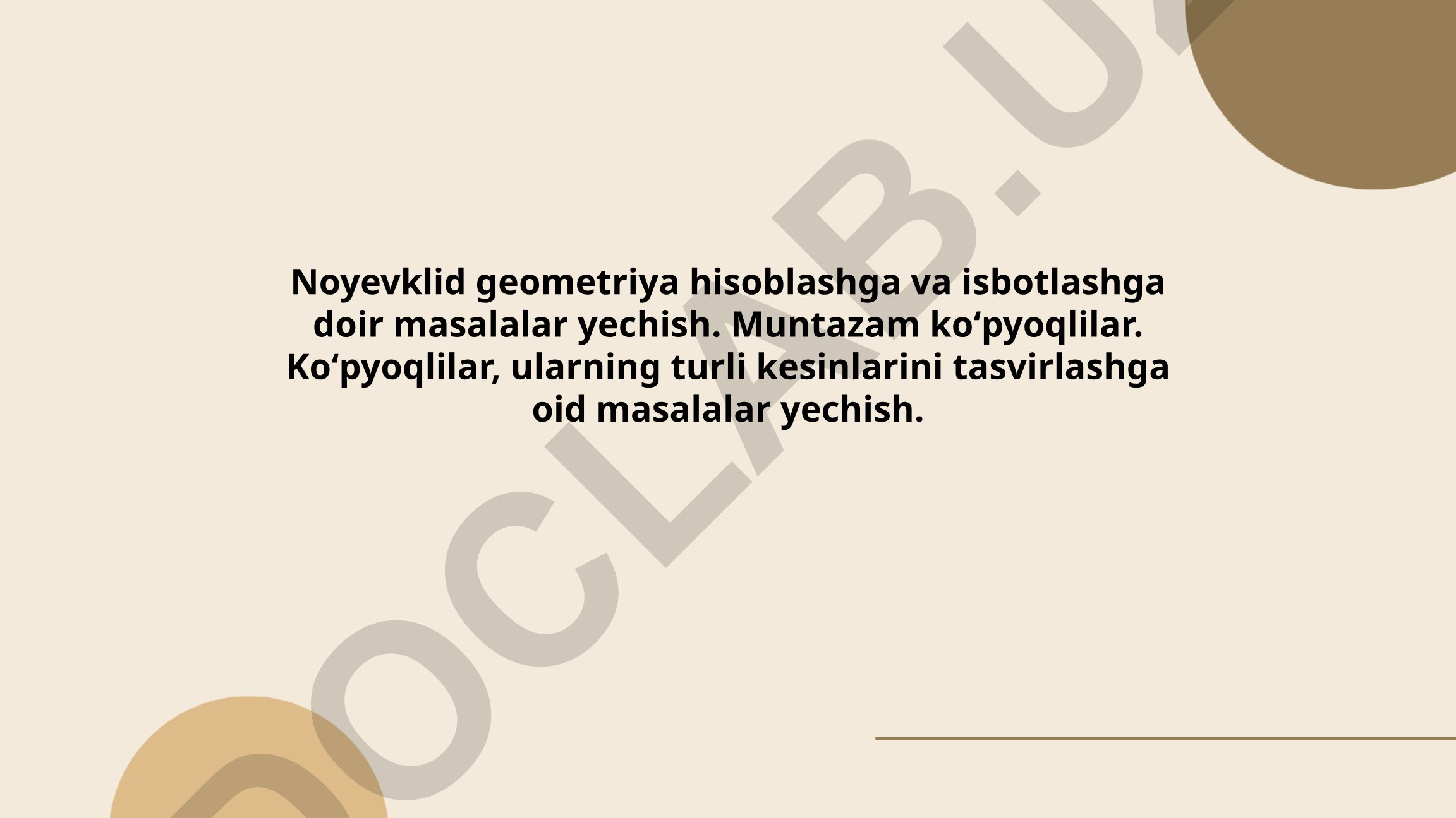 Noyevklid geometriya hisoblash va isbotlash masalalari