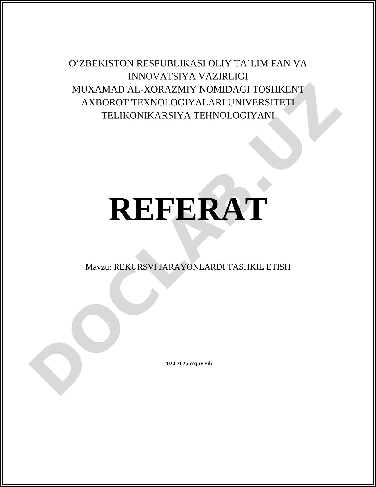 Rekursiv jarayonlarni tashkil etish