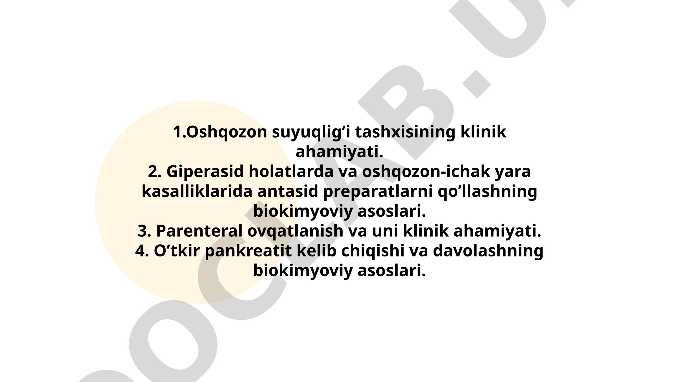 Oshqozon suyuqlig'i tashxisining klinik ahamiyati va antasid preparatlarni qo'llash