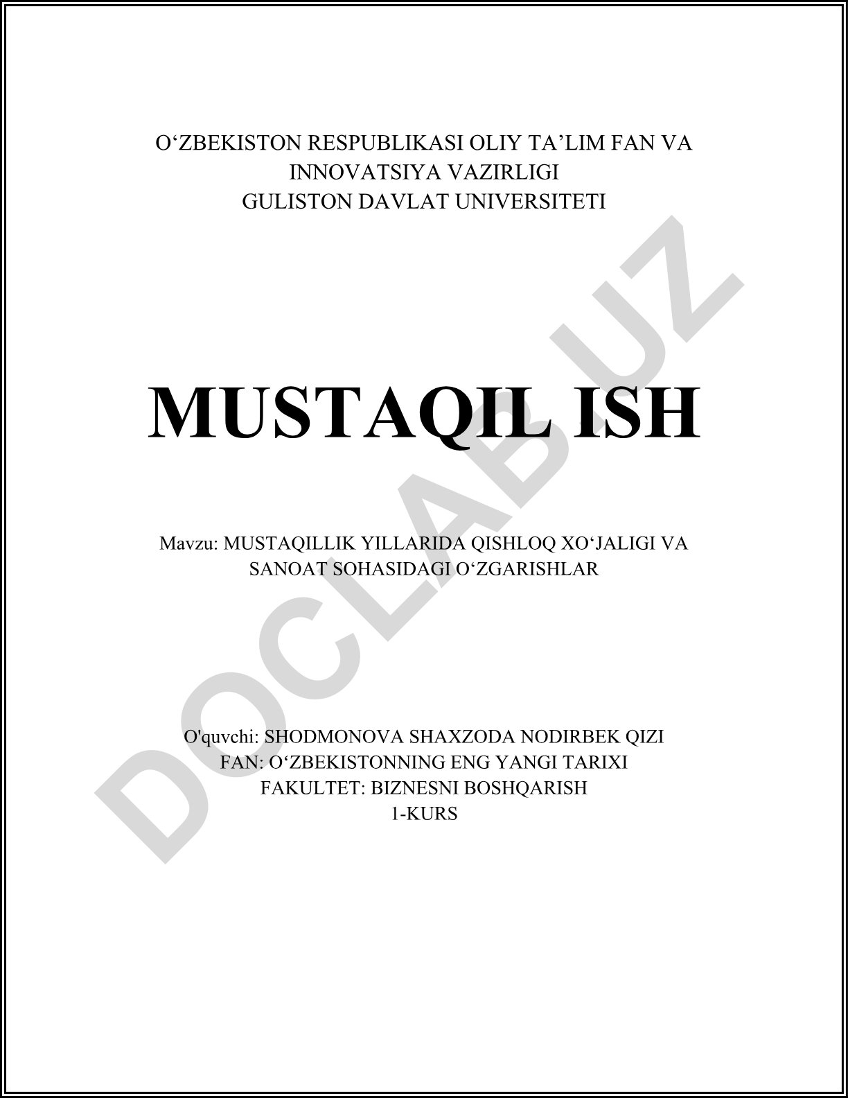 Mustaqillik yillarida qishloq xo‘jaligi va sanoat sohasidagi o‘zgarishlar