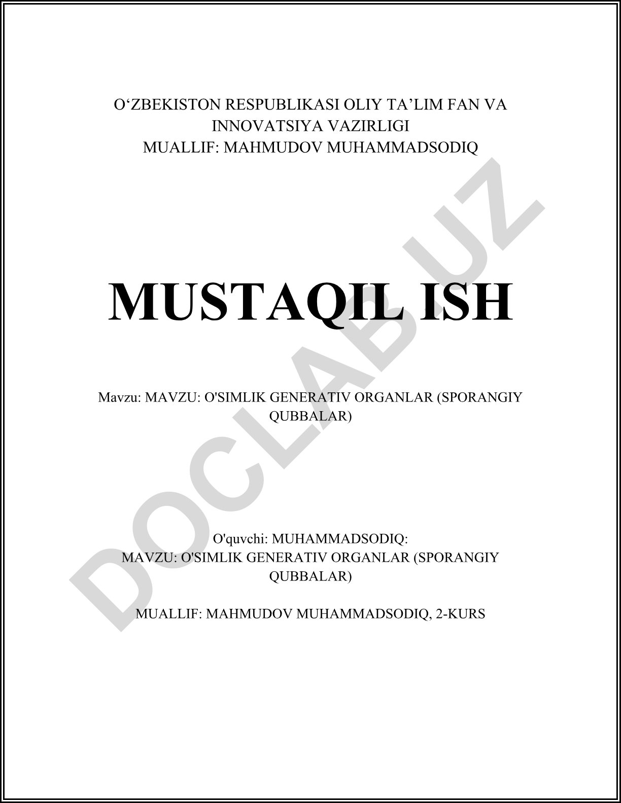 O'simlik generativ organlari (sporangiy qubbalari)