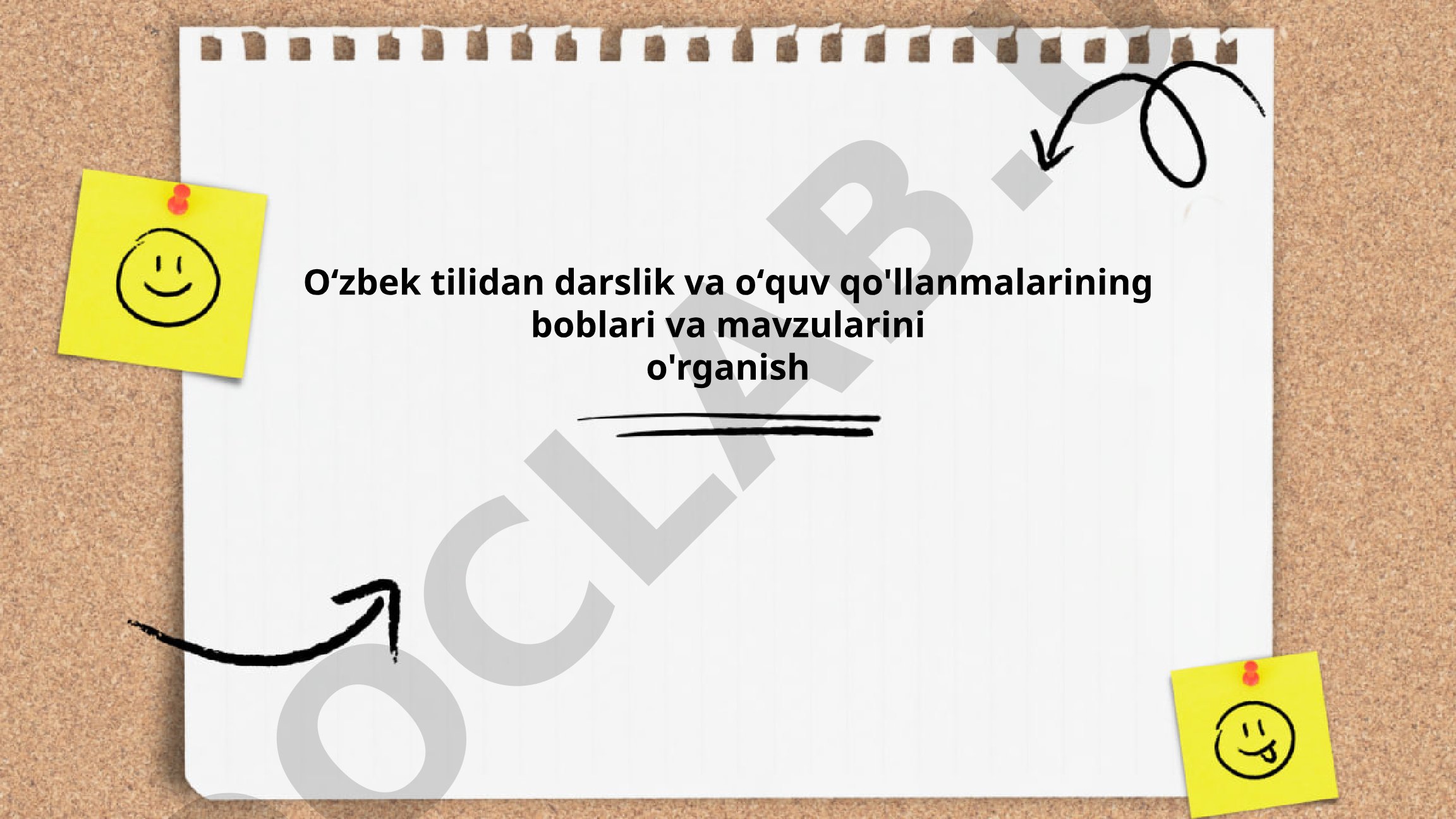 O'zbek tilidan darslik va o'quv qo'llanmalarining boblari va mavzularini o'rganish