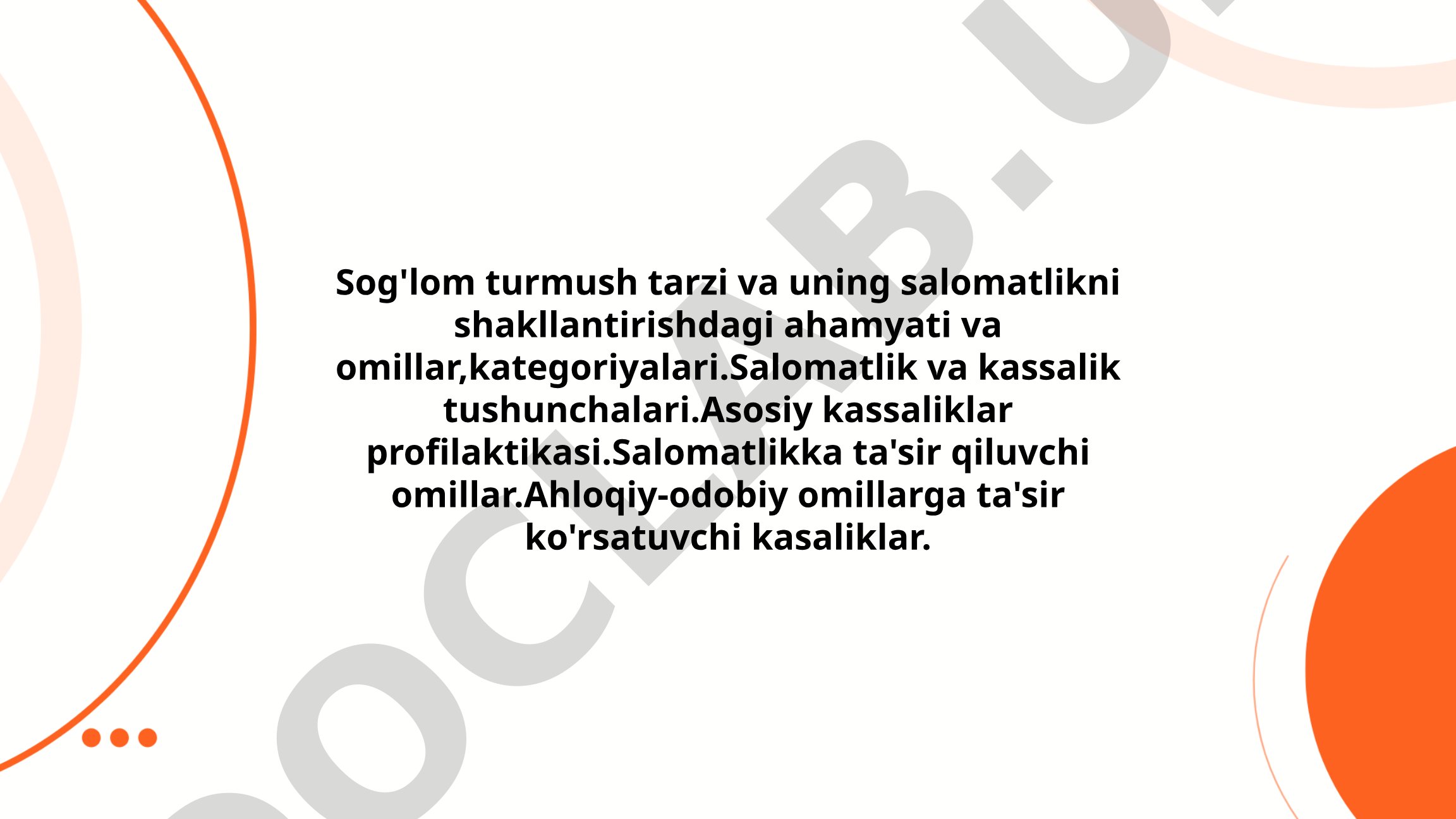 Sog'lom turmush tarzi va uning salomatlikni shakllantirishdagi ahamiyati