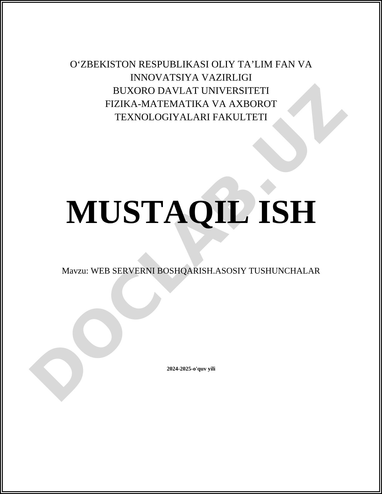 Web Serverni Boshqarish. Asosiy Tushunchalar