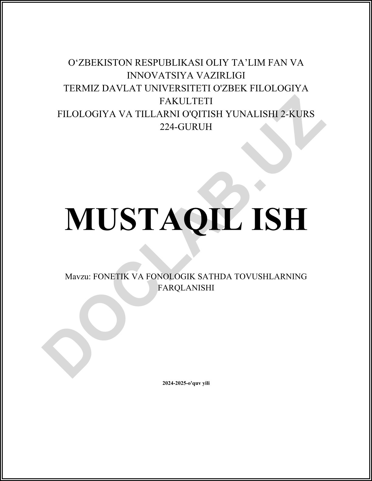 Fonetika va fonologik sathda tovushlarning farqlanishi